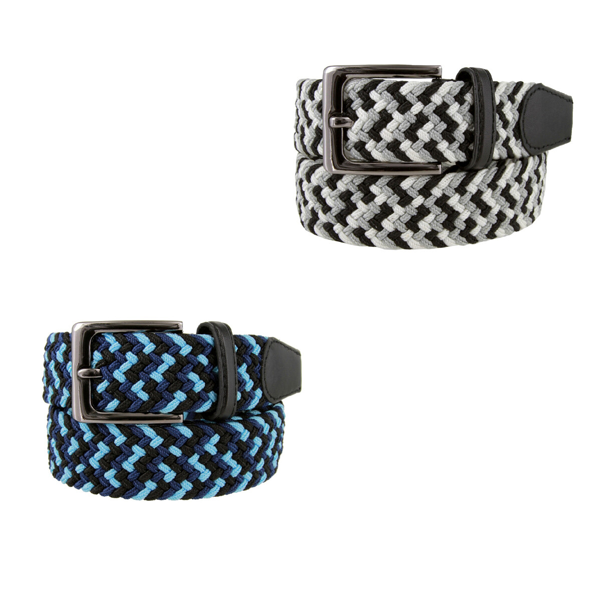 Fabric Braided Belt Elastic Woven Stretch Belt 1-3/8″ (35mm) Wide Multicolored