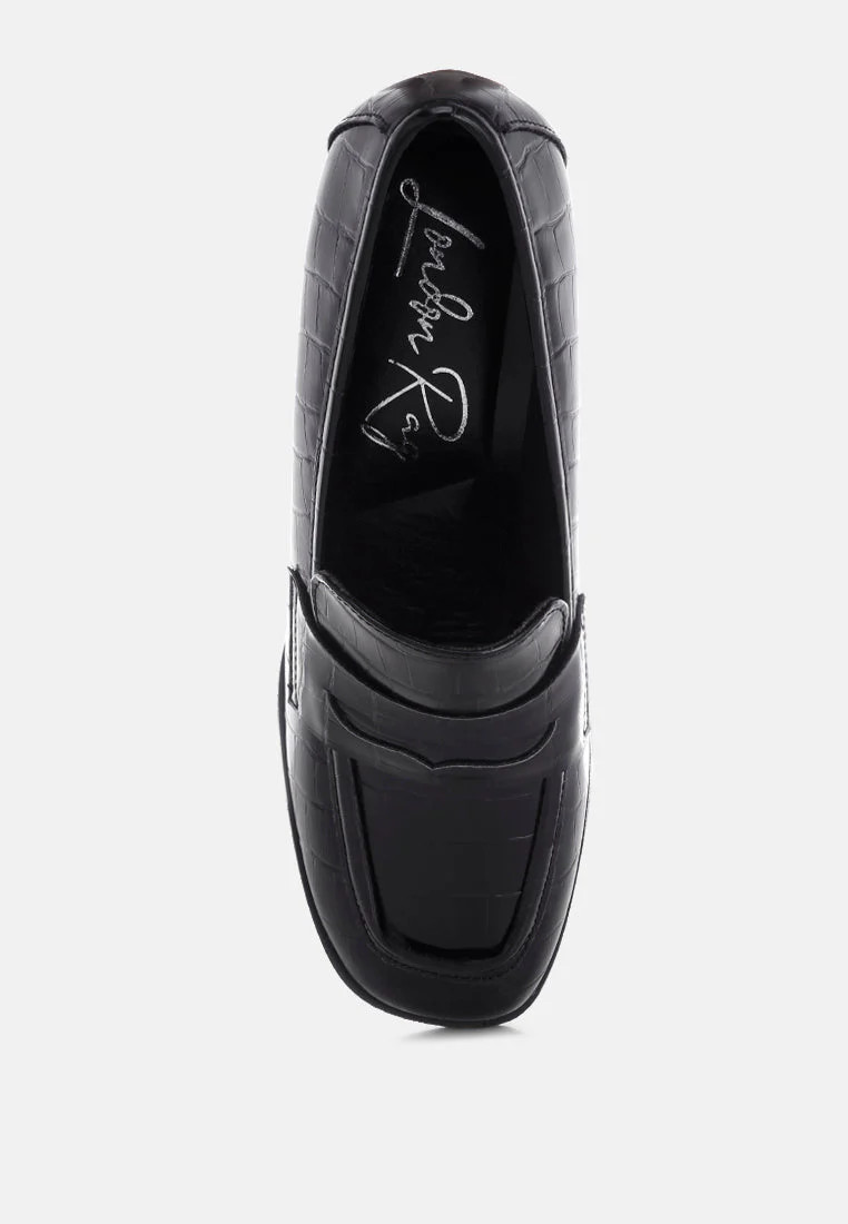 Pitaka Block Heel Penny Strap Loafers