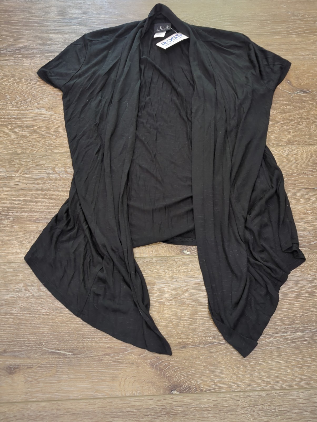 JKLA Open Front Light Weight Cardigan Black Size Medium Sheer Short Sleeve