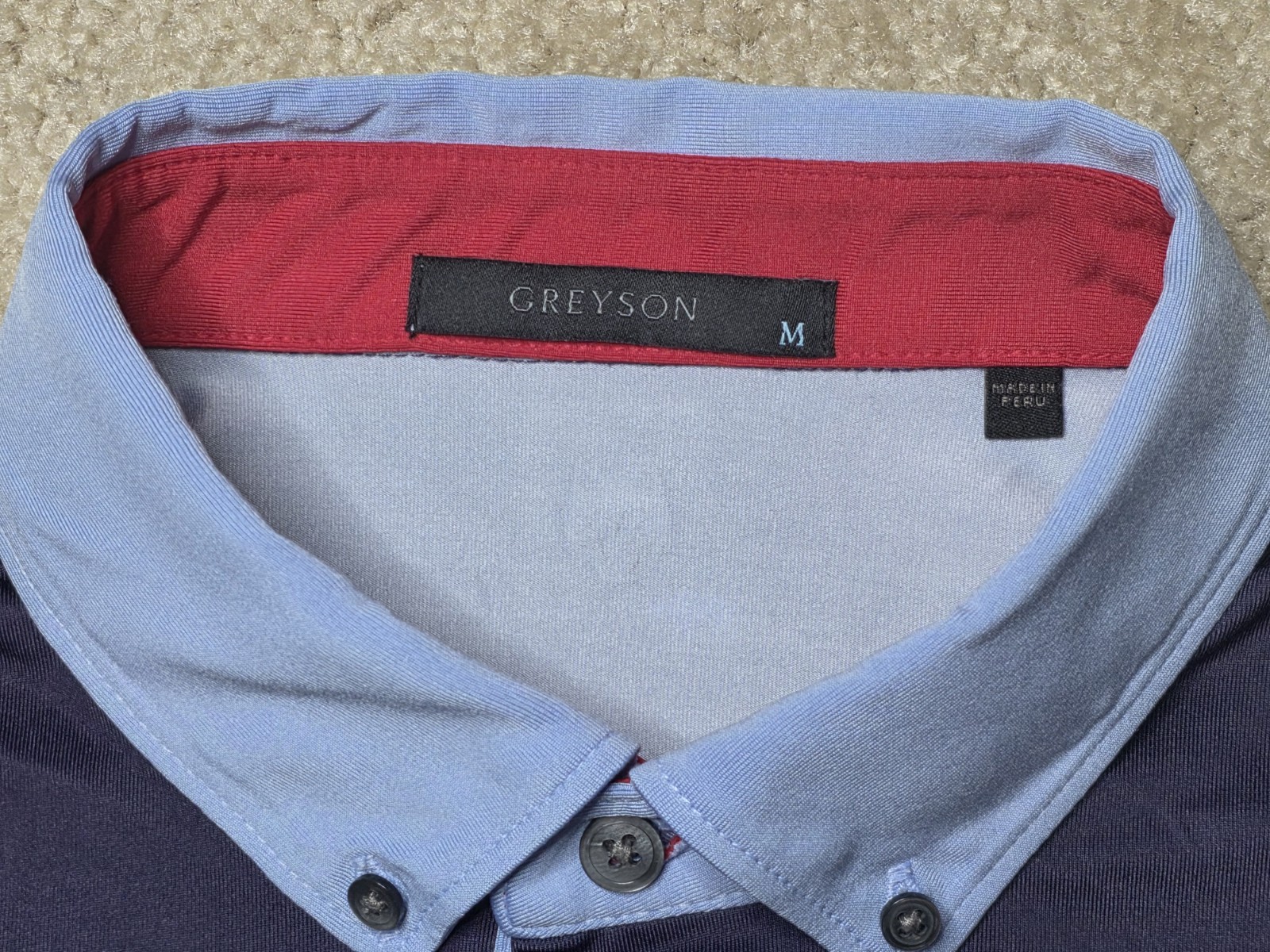 Greyson Golf Polo Shirt Mens Medium Blue Fish Frogs Turtles Quail Pot AOP EUC
