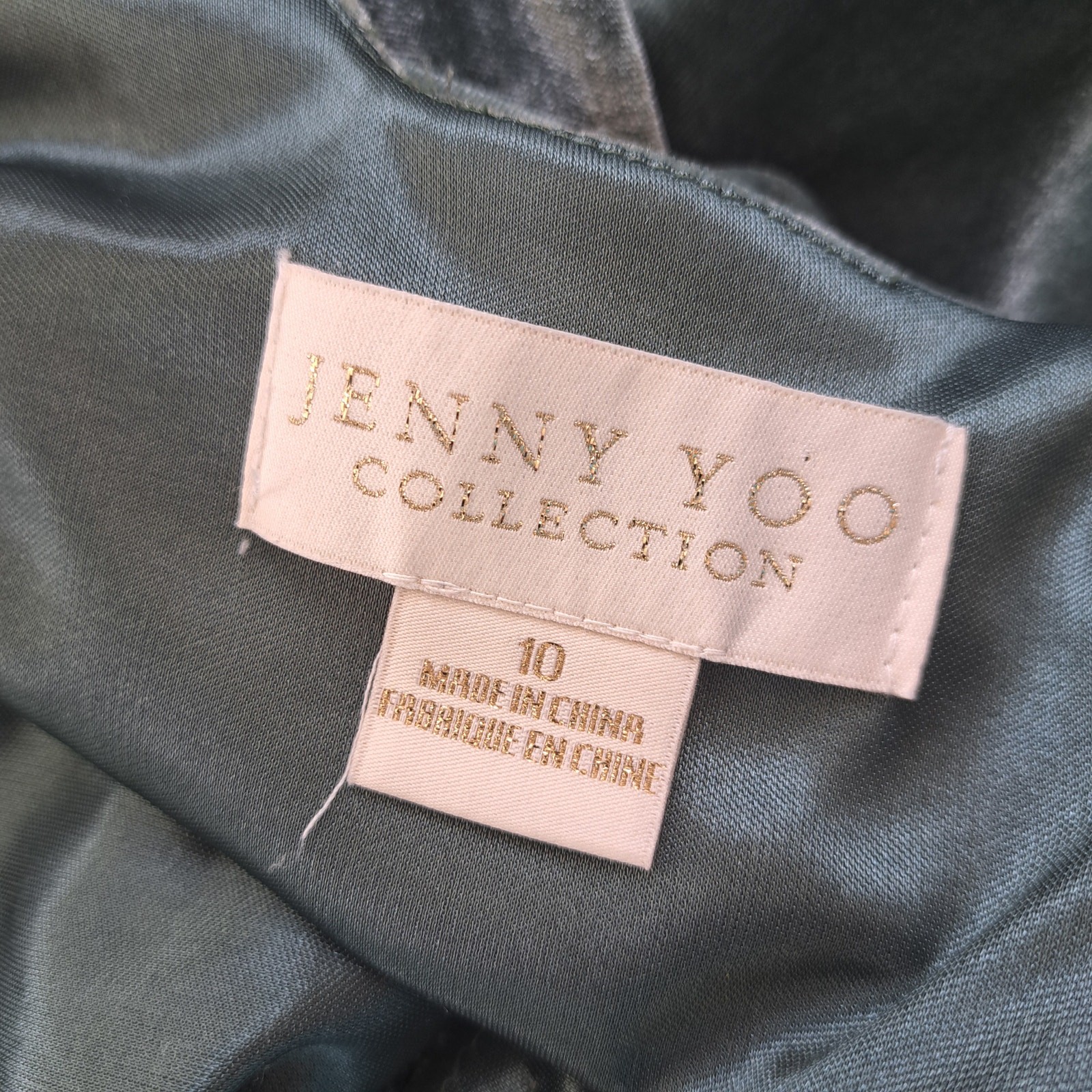 NEW JENNY YOO Mara Dress Dark Eucalyptus Stretch Velvet Bridesmaid Gown Size 10