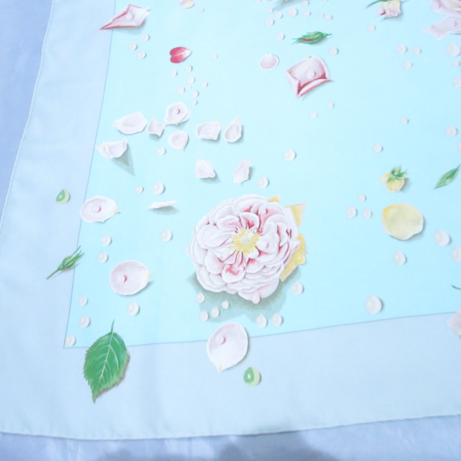 HERMES Carre 90 35 in LA ROSEE Rose Drop Anne Gavarni Silk Scarf VTG [Japan]