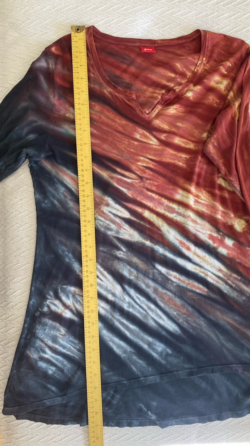 Glima Top Womens M Cotton Tye Dye Elbow Sleeve 90s Grunge Fairy USA Y2K Soft