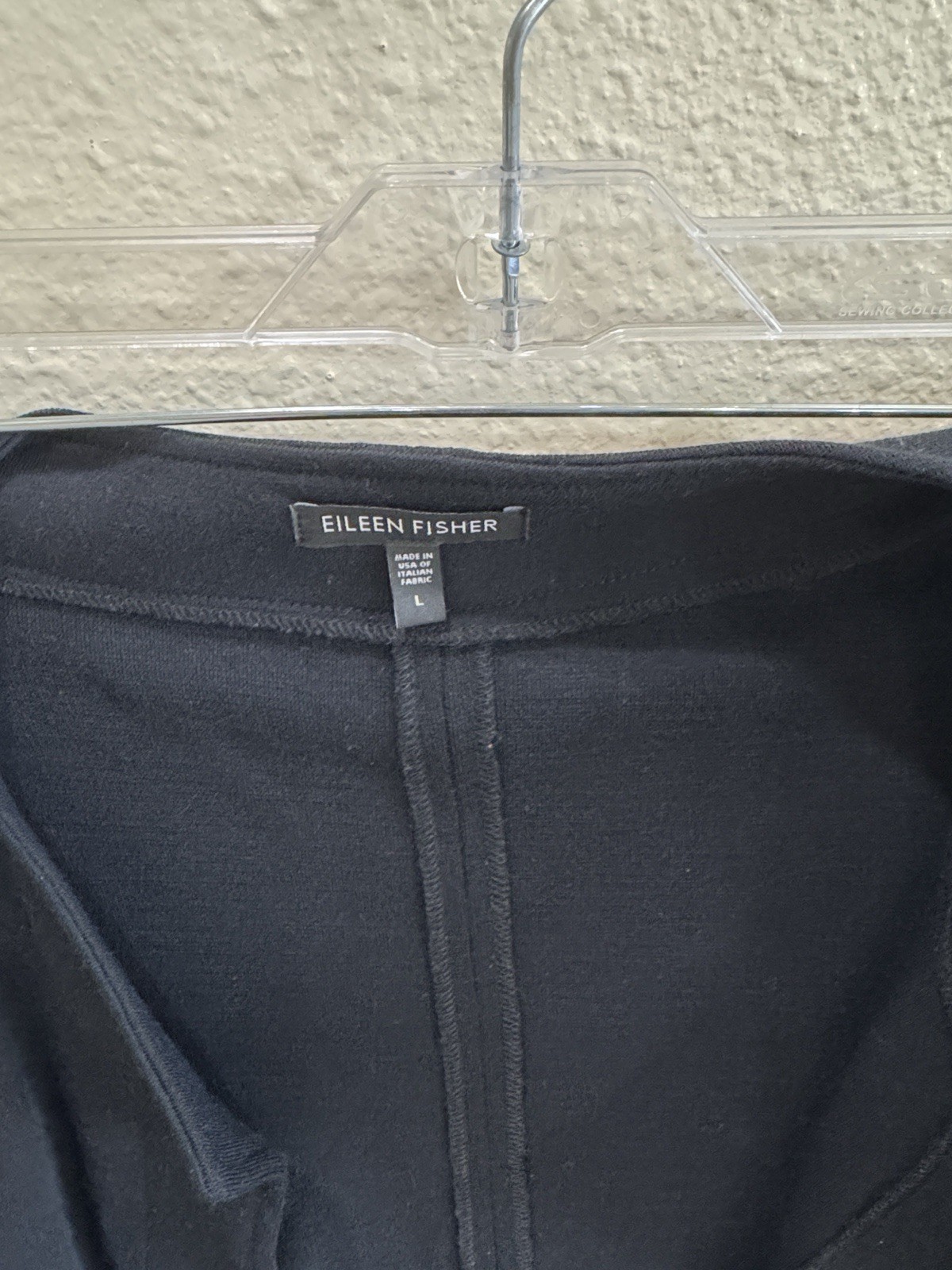 Eileen Fisher Viscose Wool Blend Open Front Black Long Cardigan Sz L