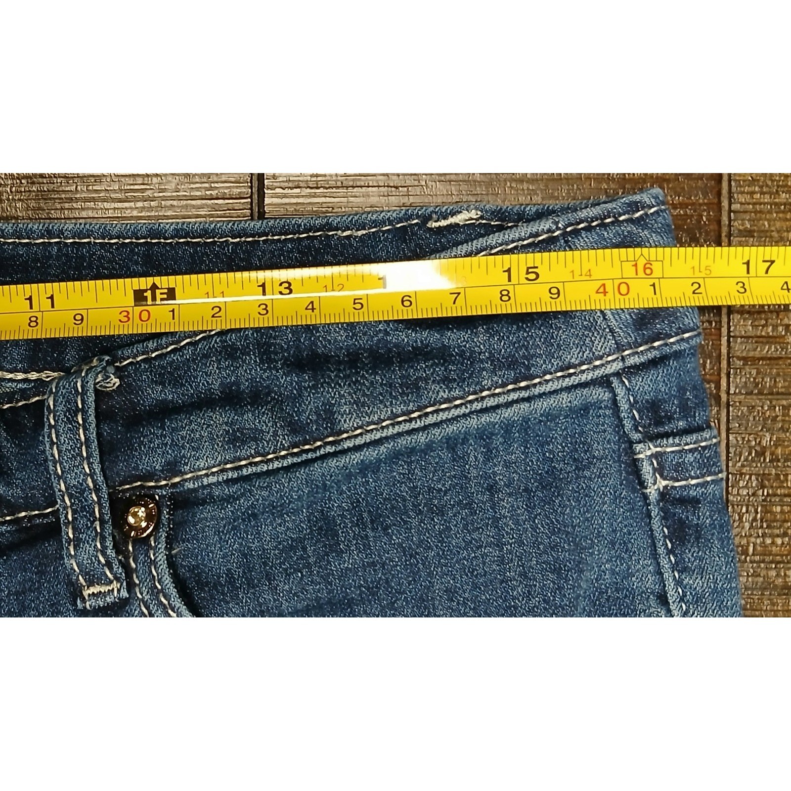 Christopher & Banks Jeans Embellished Sequined Flap Mid Rise Sz 10 33X30 #260C