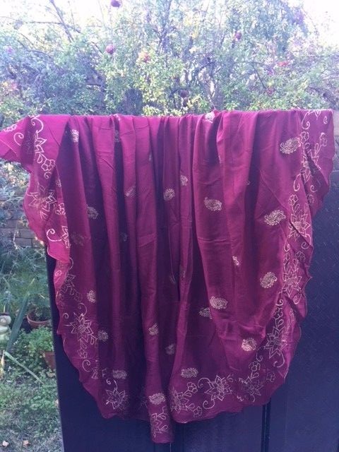 XL 1/2 Circle SILK Veil with Block Print Design