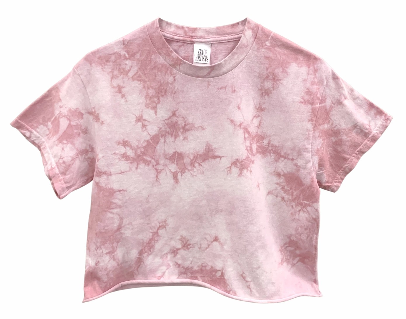 Crystal Tie Dye Unisex Cropped Tee, Hand Dyed, Raw Bottom Edge