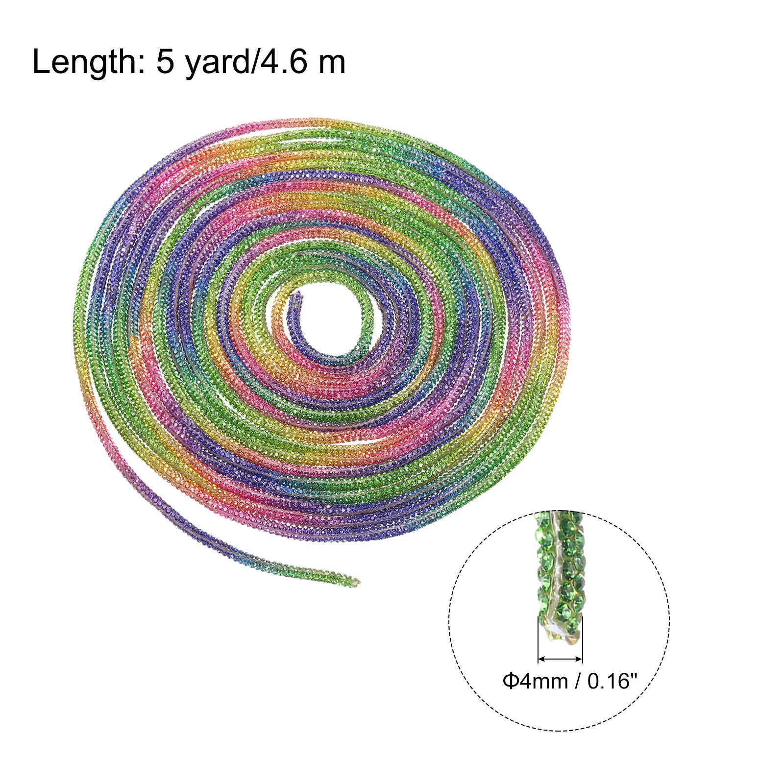 Rhinestone Glitter Shoelaces Crystal Bling 4mm Shiny Drawstring Rope Rainbow