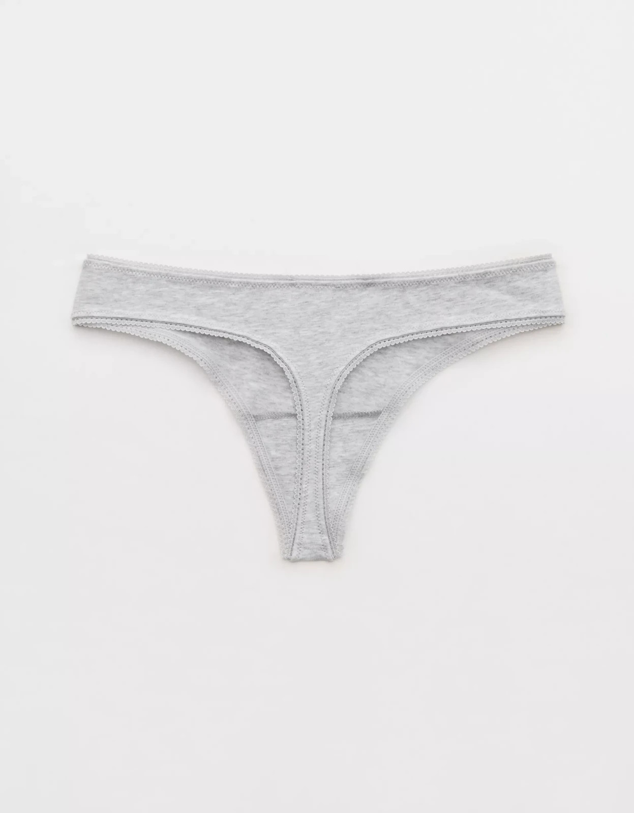 XS American Eagle AERIE Superchill Cotton Ruched Picot Thong Panties Underwear