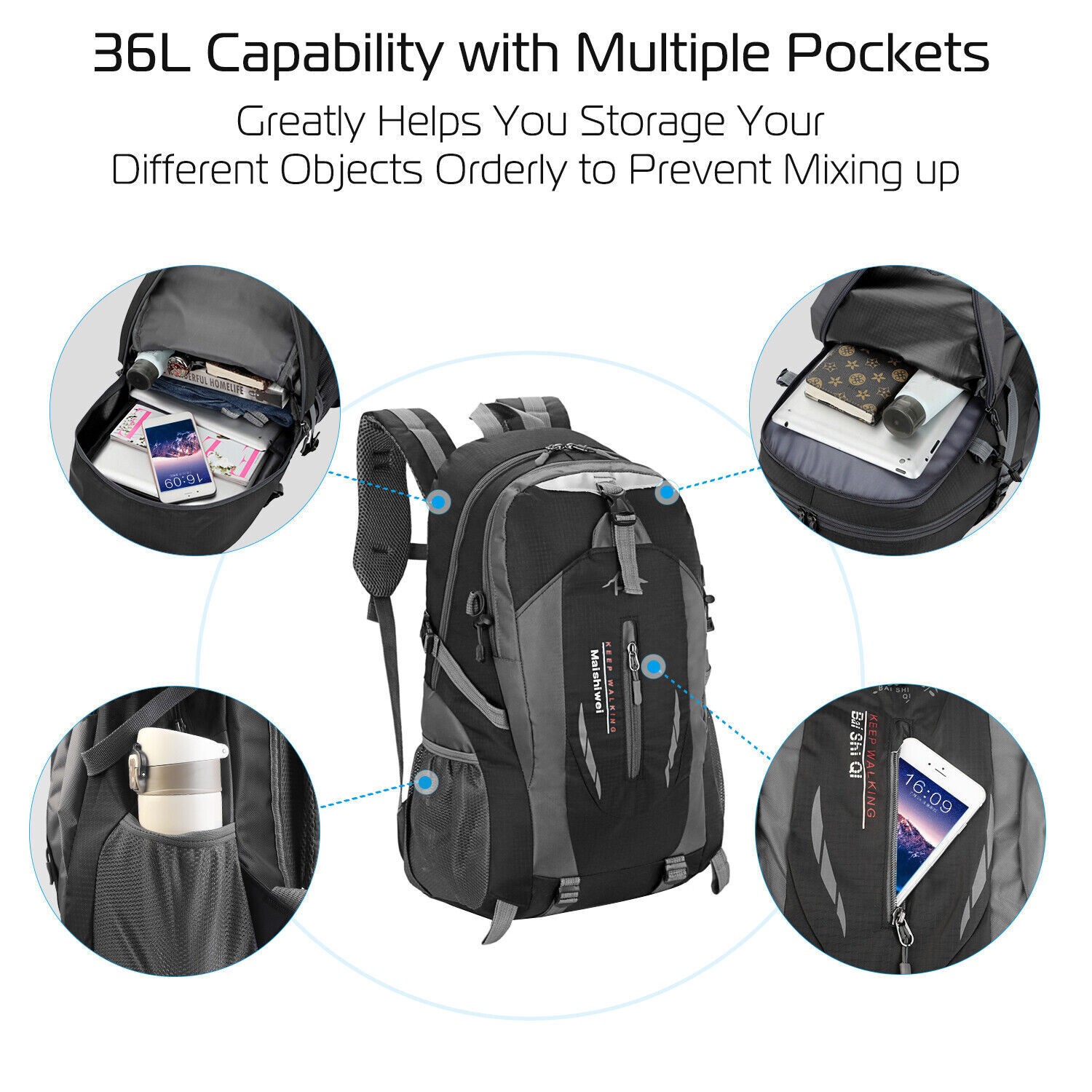 30L Hiking Backpack Lightweight Breathable Hiking Daypack Durable Waterproof