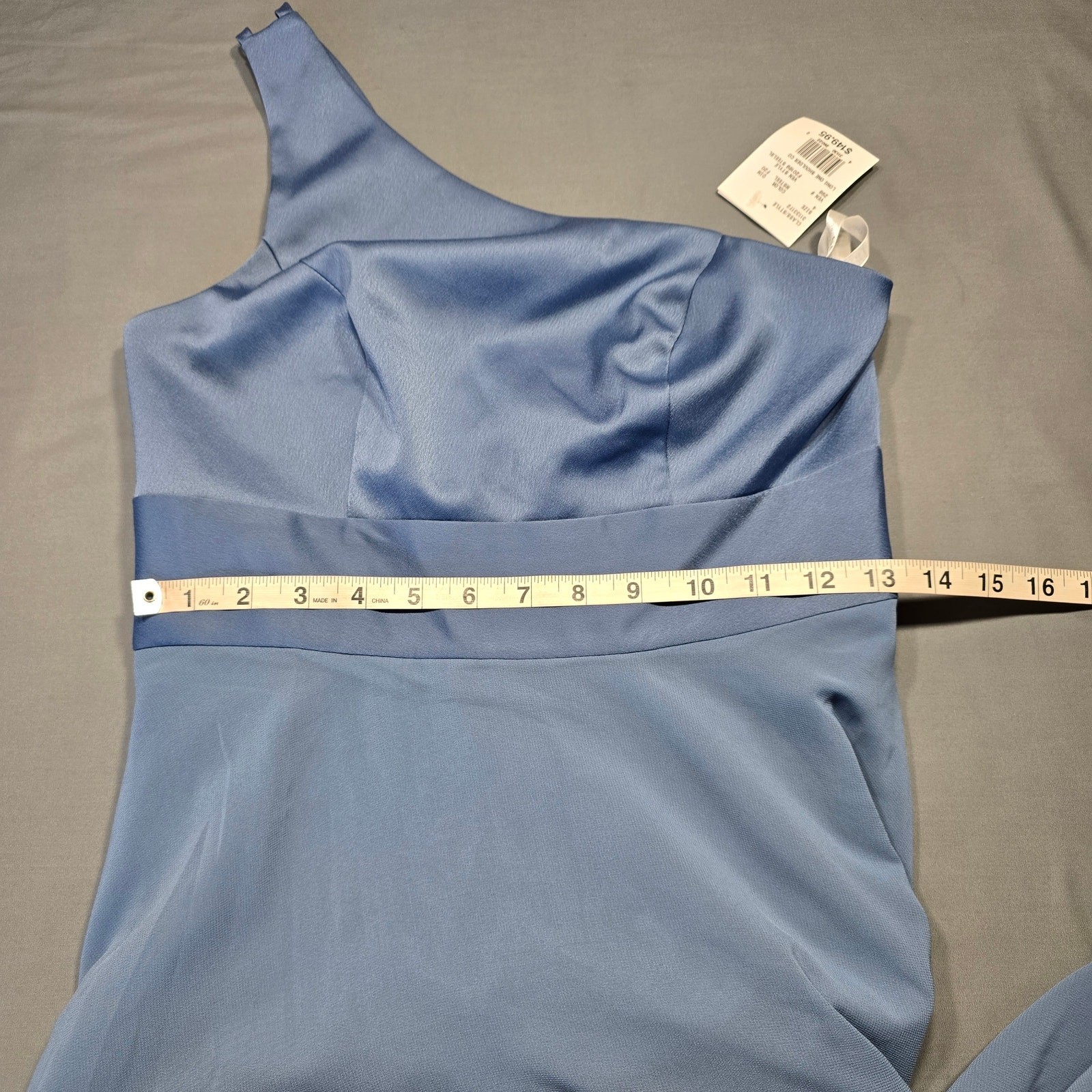 David’s Bridal Blue Formal Maxi Long One Shoulder Gown Zip NEW $149 Women Size 4