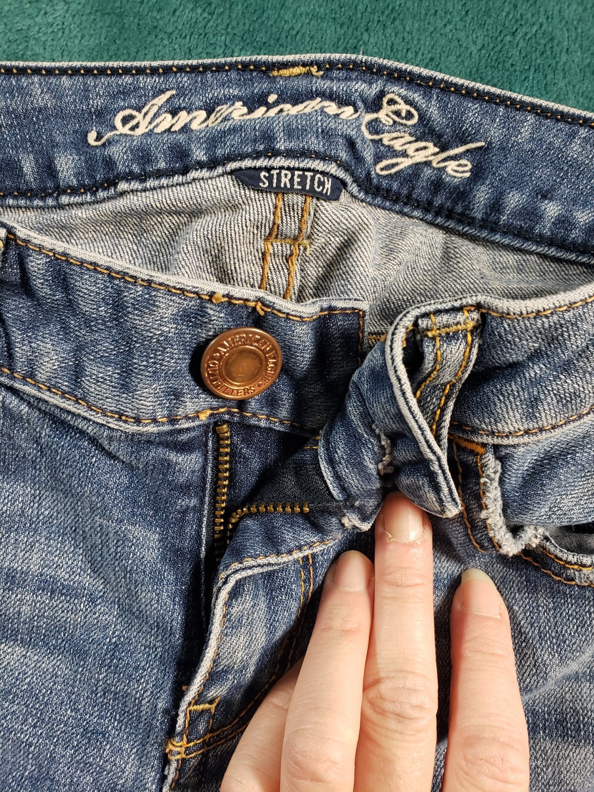 American Eagle Jeans Size 4 Womens Blue Stretch Pants Mid Rise Vintage Flared