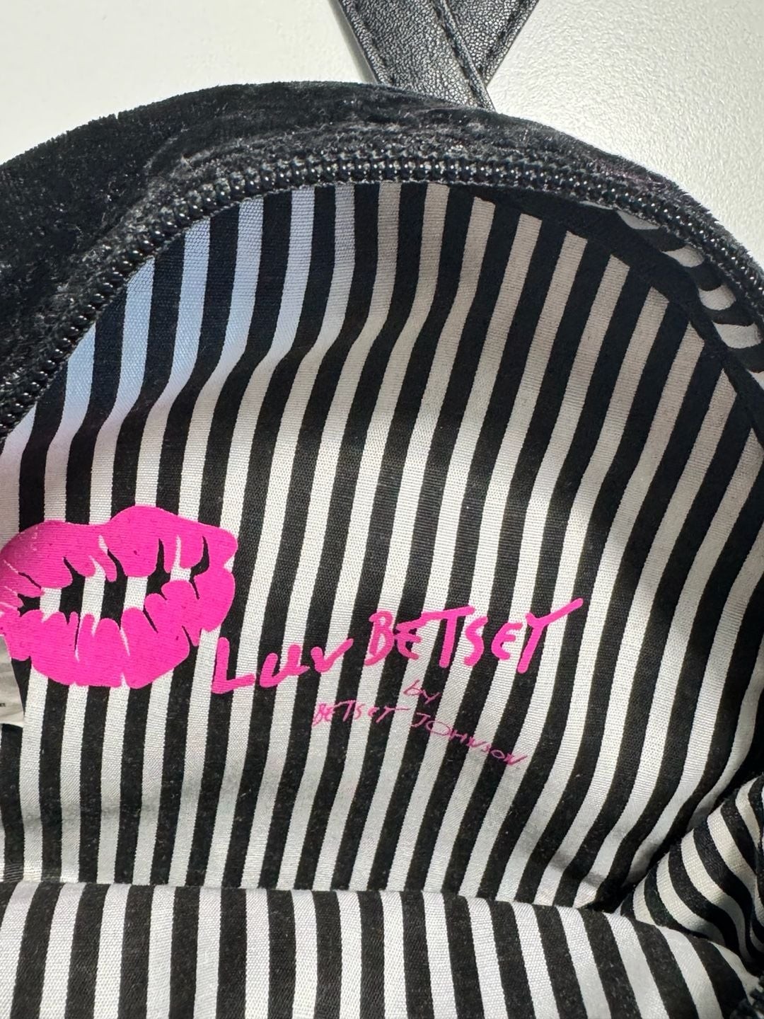 Luv Betsey by Betsey Johnson Black Velvet Round Face Crossbody Bag