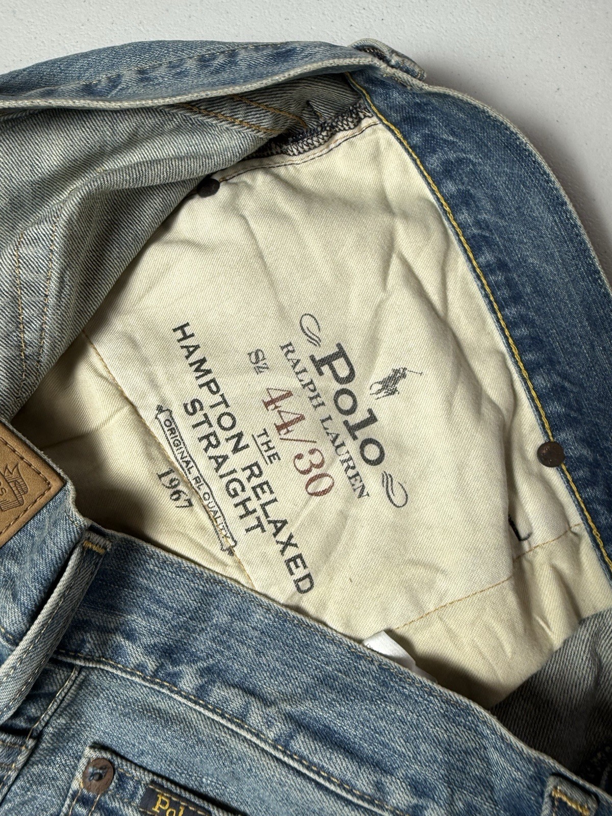 Polo Ralph Lauren Men Hampton Relaxed Straight Jeans 44X30 Blue Pocket Denim NEW