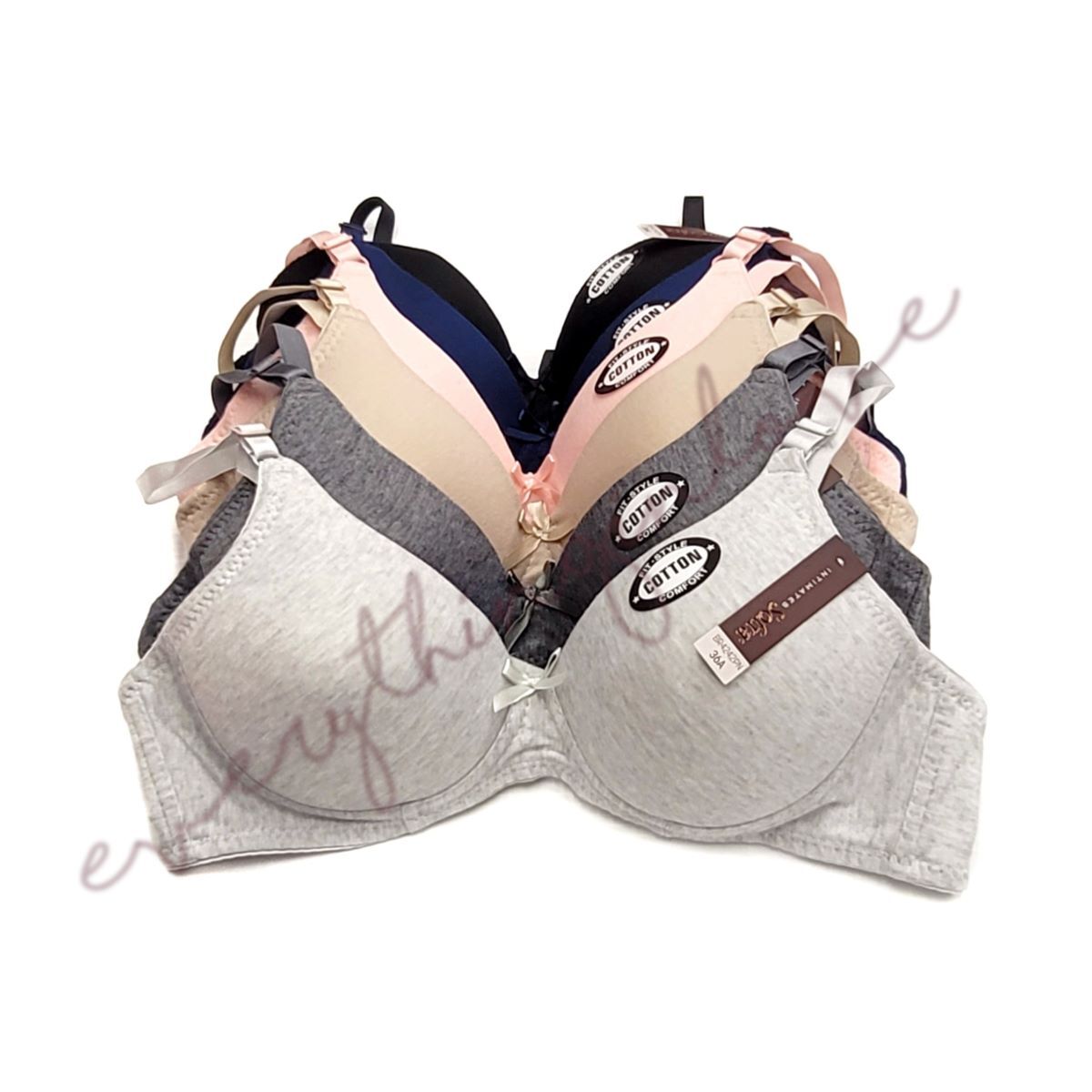 6 Pack Wireless Full cup Cotton Light Padded Comfortable No Wire T-Shirt Bras