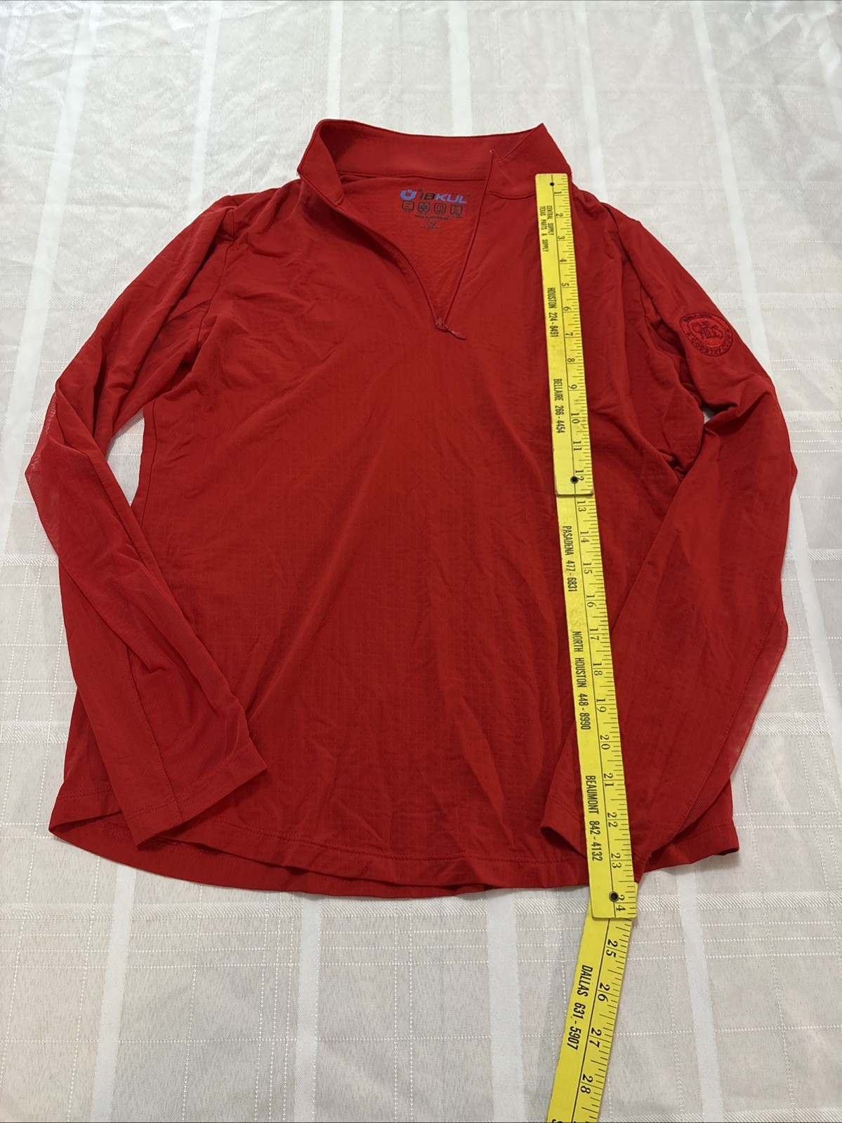 Ibkul Women’s Long Sleeve Quarter Zip Red Athletic Casual Top M