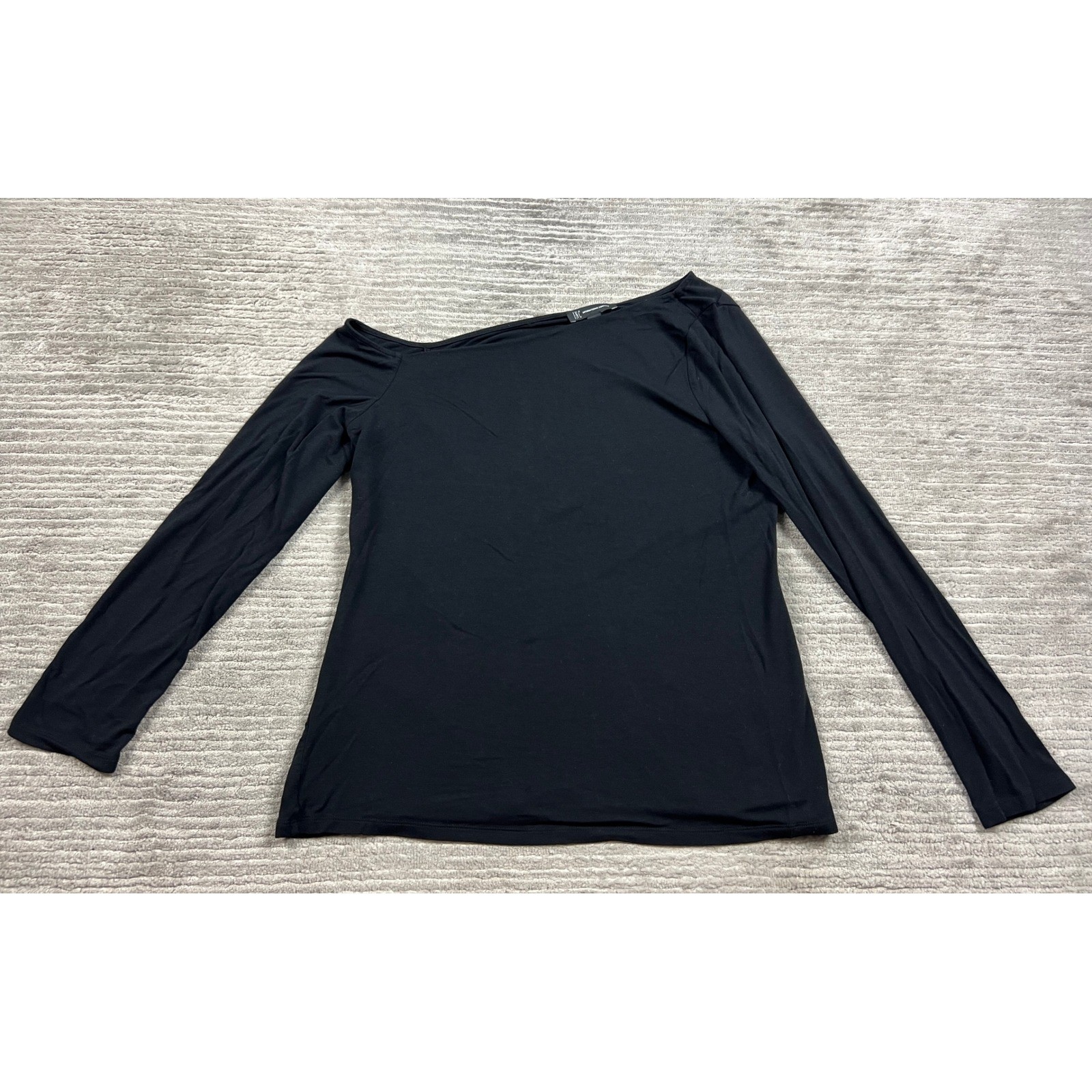 INC Top Womens XL Black International Concepts Off-the-Shoulder Asymmetrical