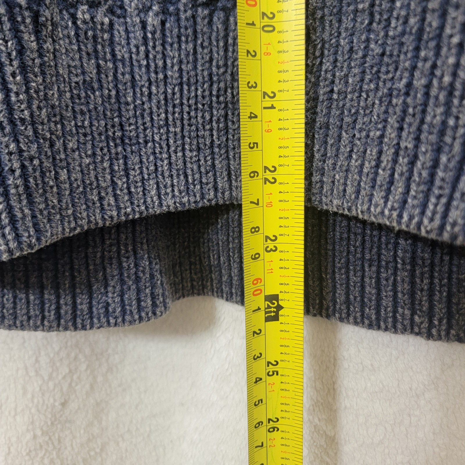NWT Lucky Brand Cadet Navy Acid Wash Chunky Cable Knit Pull Over Sweater Wom XL