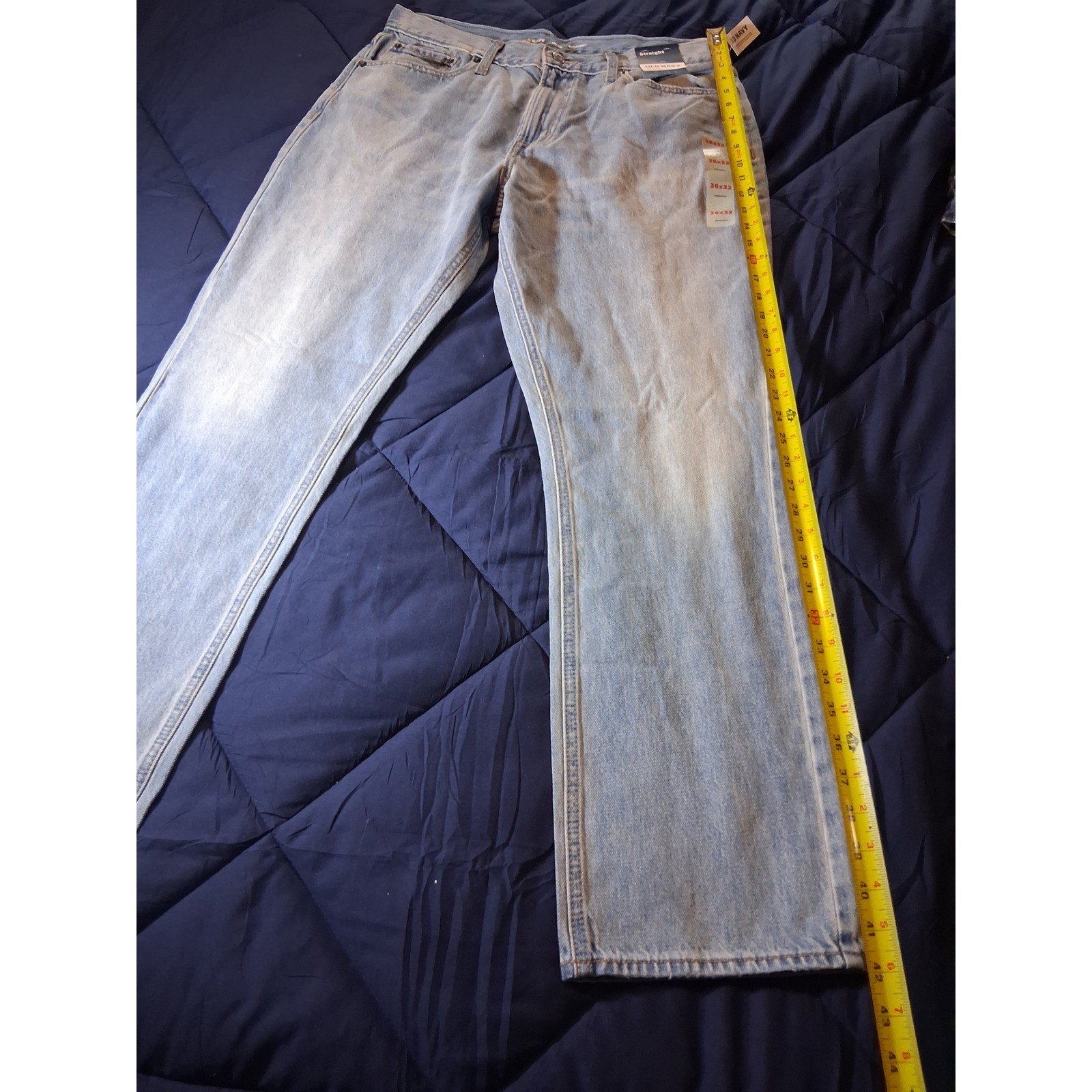 Old Navy Mens Straight Leg Jeans Light Wash Blue Denim 36×32 NWT