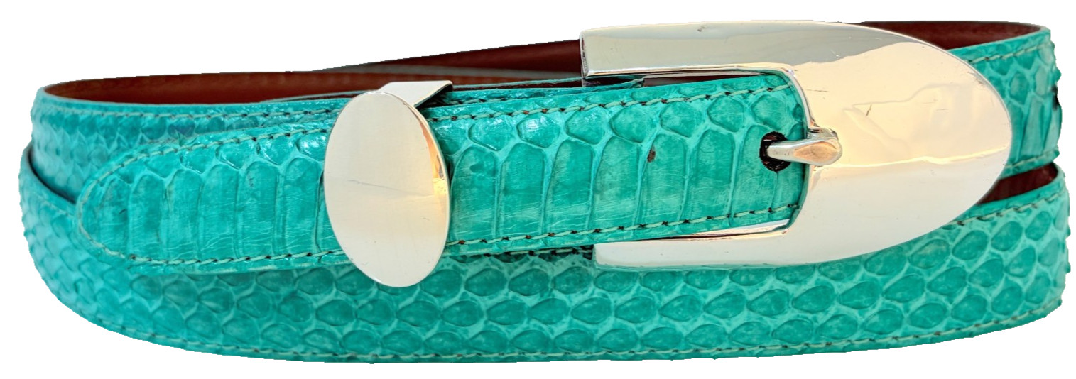 Pat Areias Sterling Silver .925 Belt Buckle 30 Turquoise Genuine Snakeskin