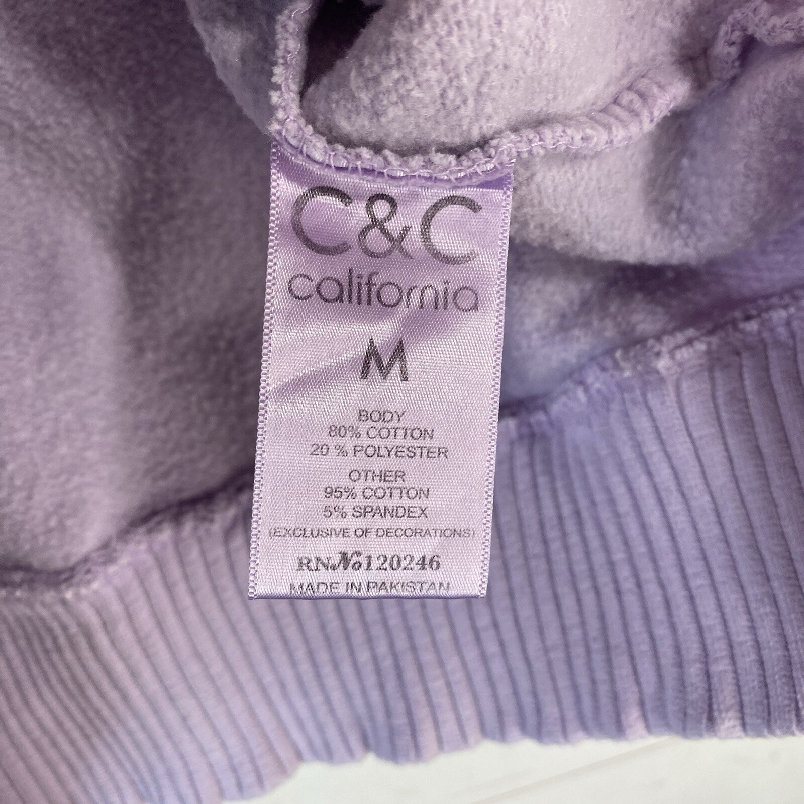 C&C Womens Sunwashed 1/4 Zip Pullover Sweatshirt Sz M Lavender Long Sleeve