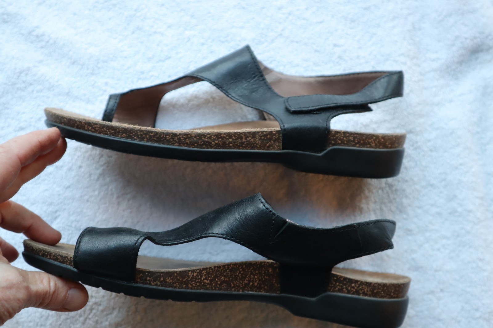 Black Leather DANSKO Reece Big Toe Loop Slingback Sandals EU 39 US 8.5 – 9
