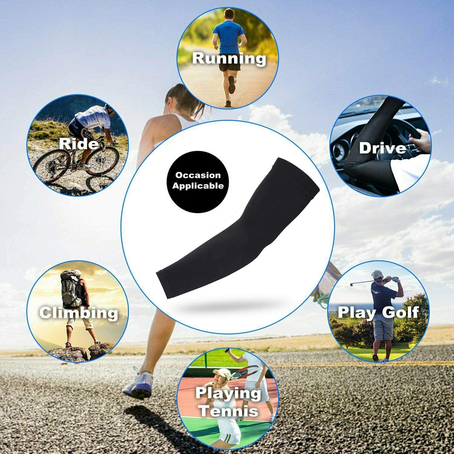 UV Sun Protection Arm Sleeves Tattoo Cover Up UPF 50 Compression Cooling Sleeve