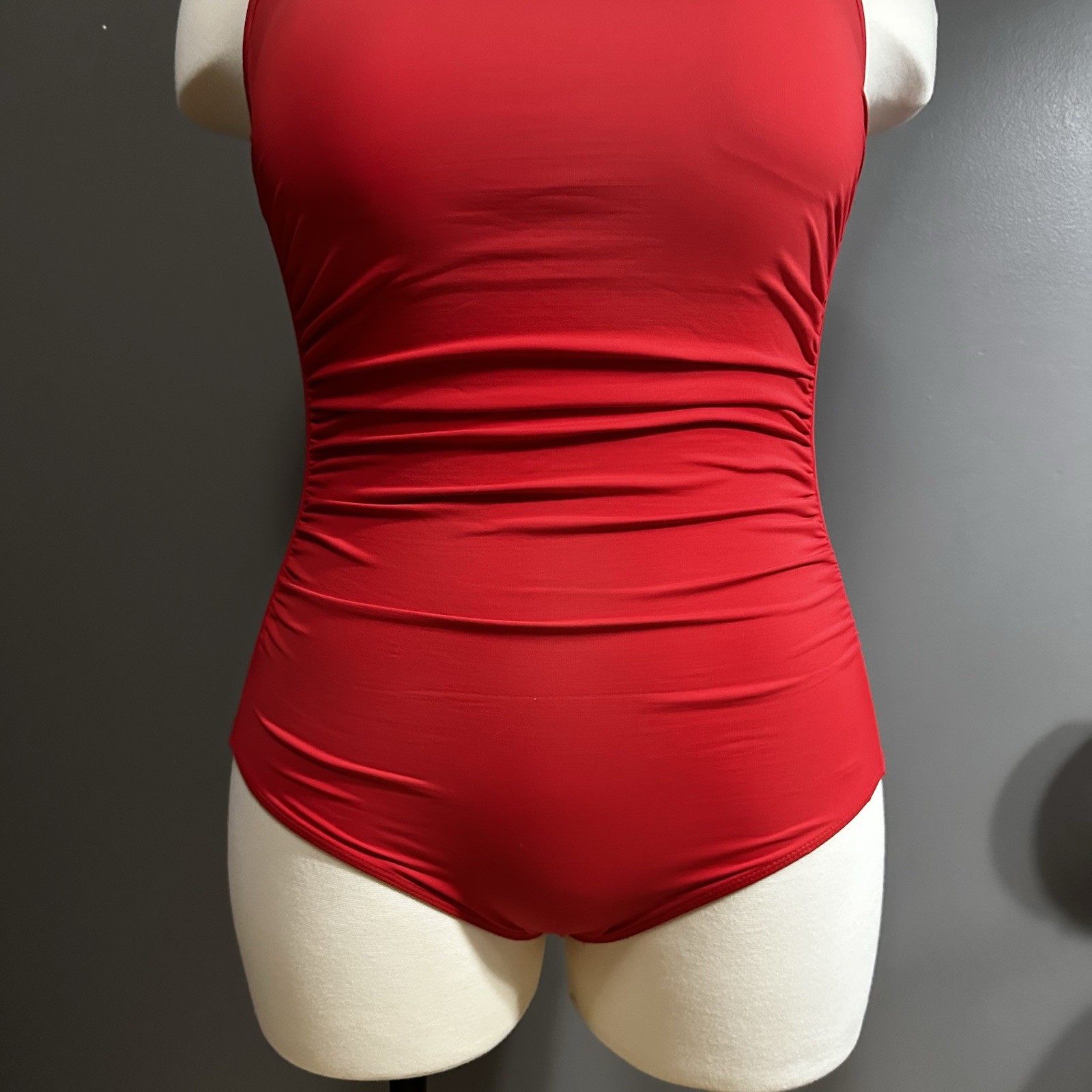 Tempt Me Women’s One Piece Red Swimsuit With Mesh Neckline Size XXL