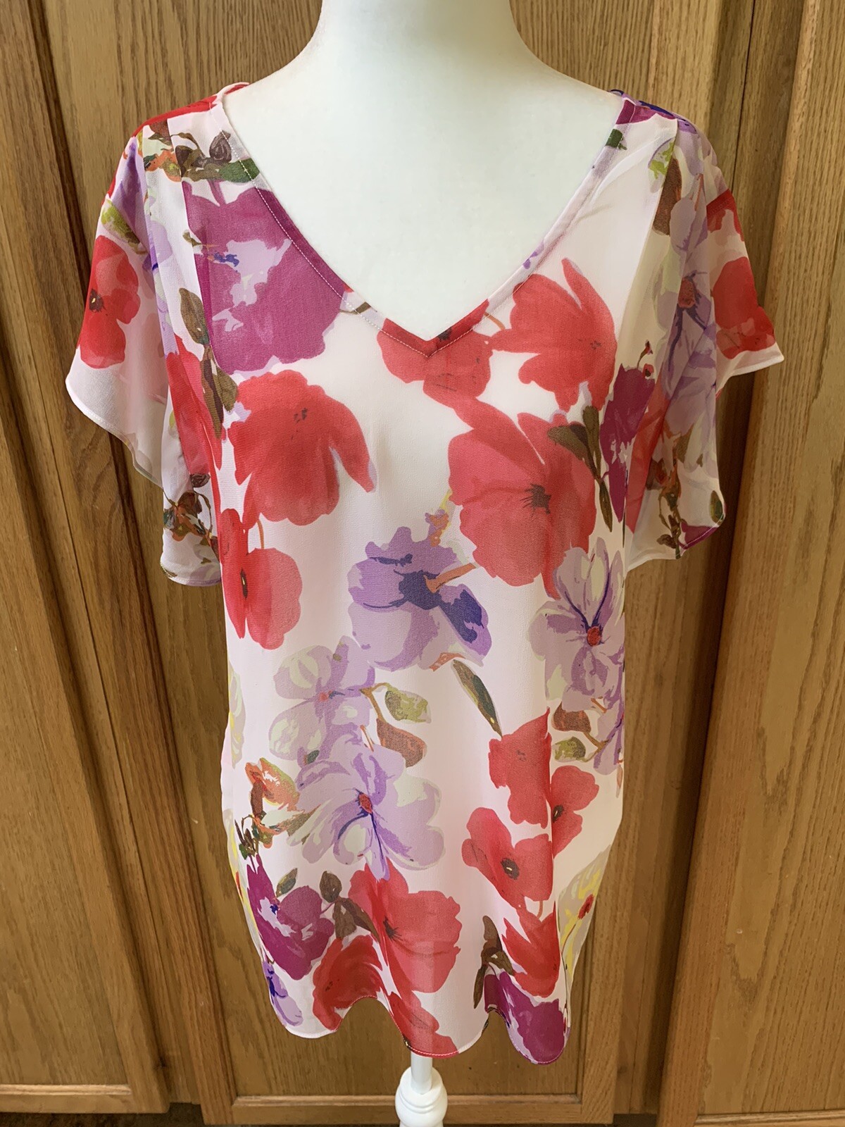 Cabi #4347 Passion Top NWT Sheer Ardor Floral Top Blouse Women’s Size Medium M