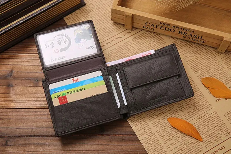 Classic Short Genuine Leather Men Wallets Fashion Coin Pocket Card Holder Men