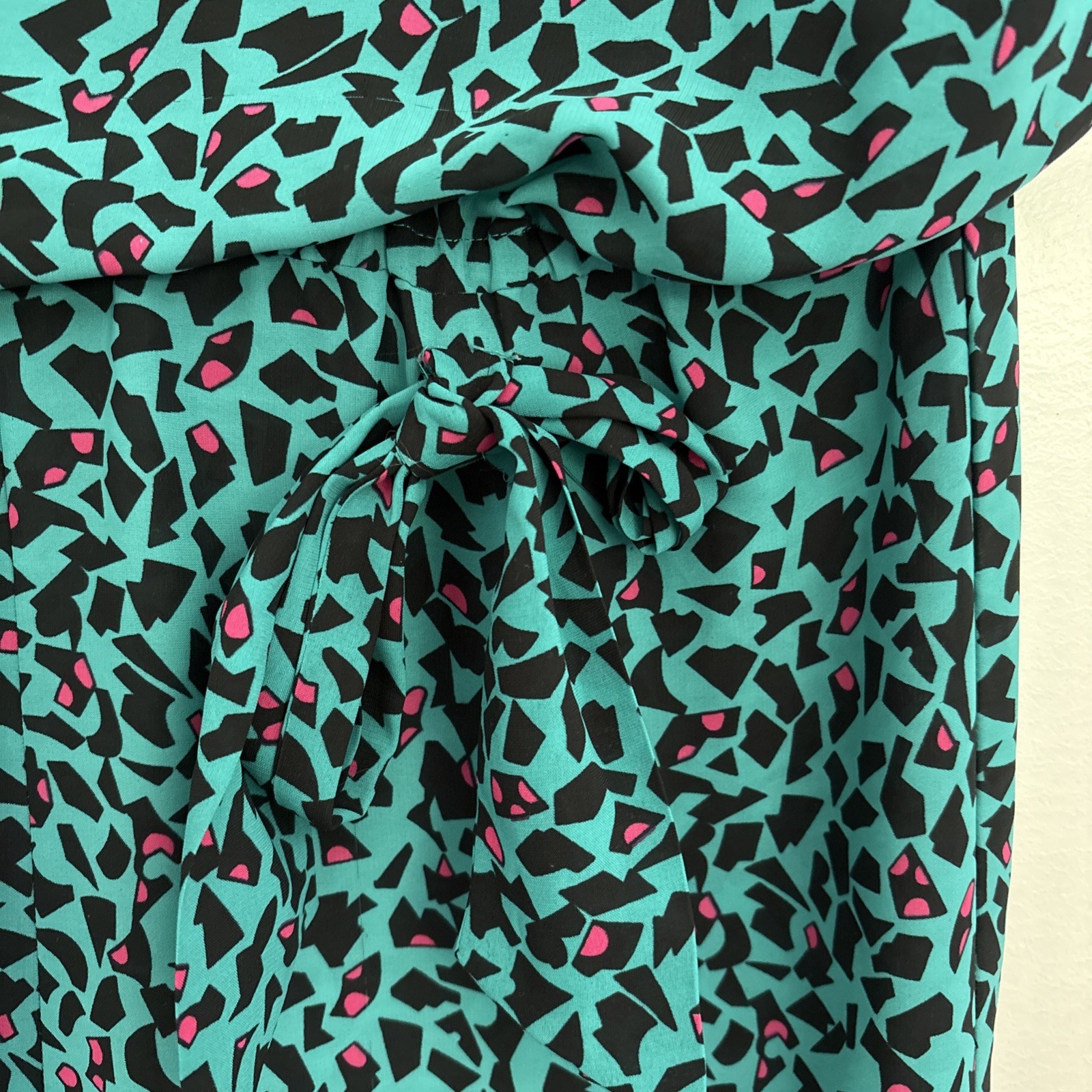Vtg 80s 90s Teal Abstract Secretary Dress – 12