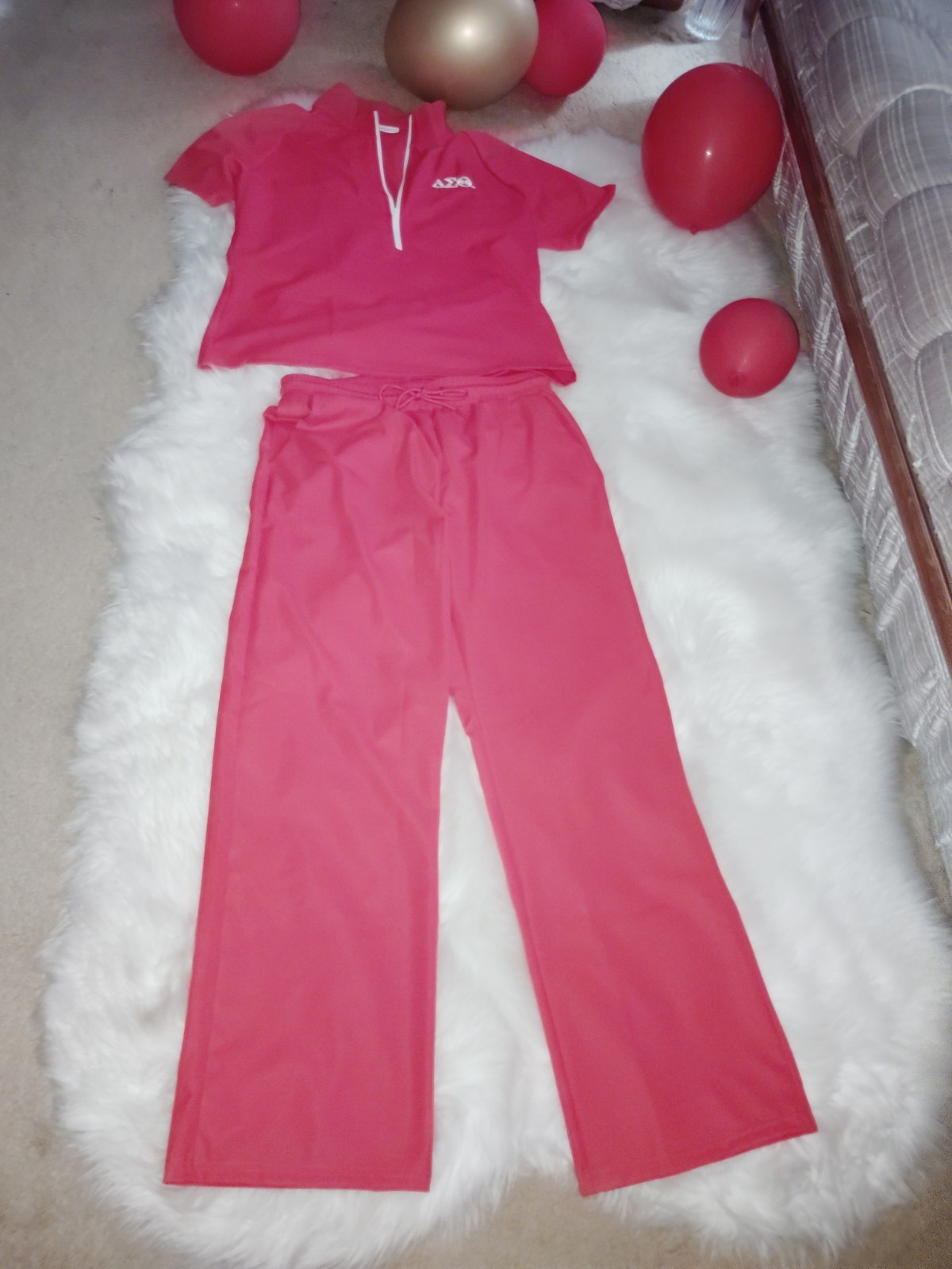Delta Sigma Theta Two-Piece Casual Set -Short Sleeve Top & Straight Leg Pants XL