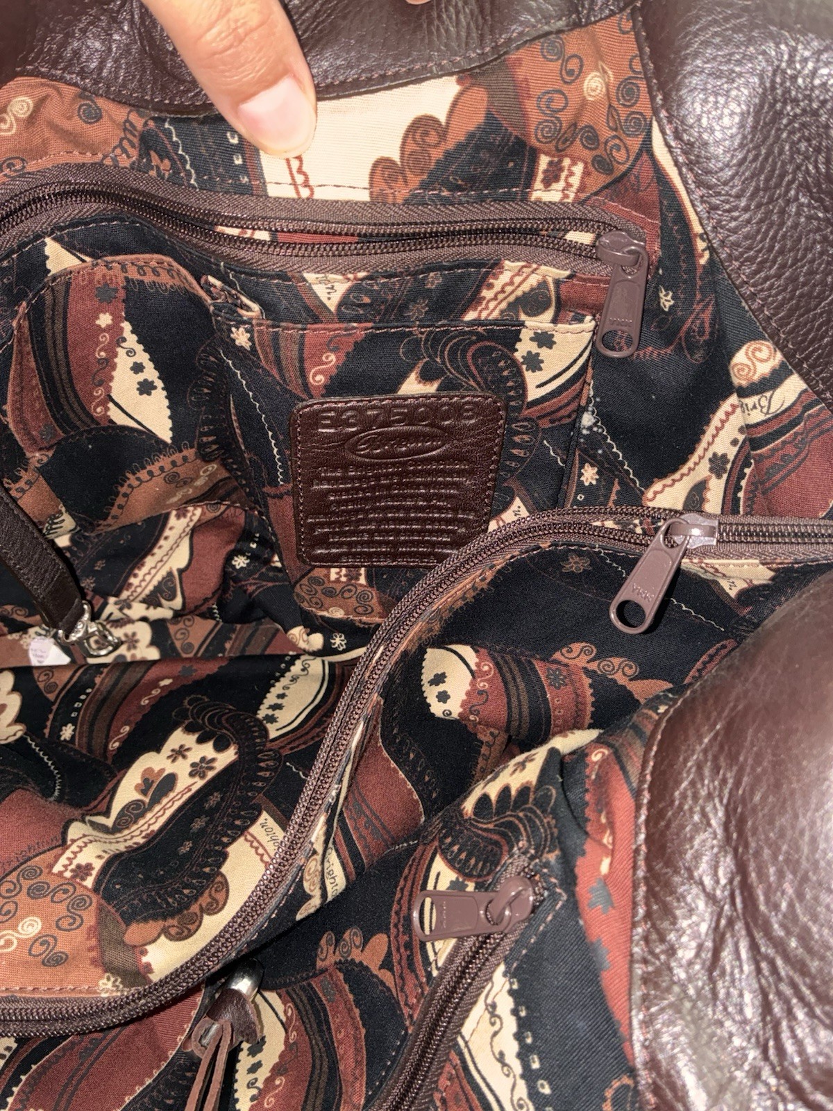 Brighton Large Brown Shoulder Bag Braided Handles Heart Charm Paisley Lining