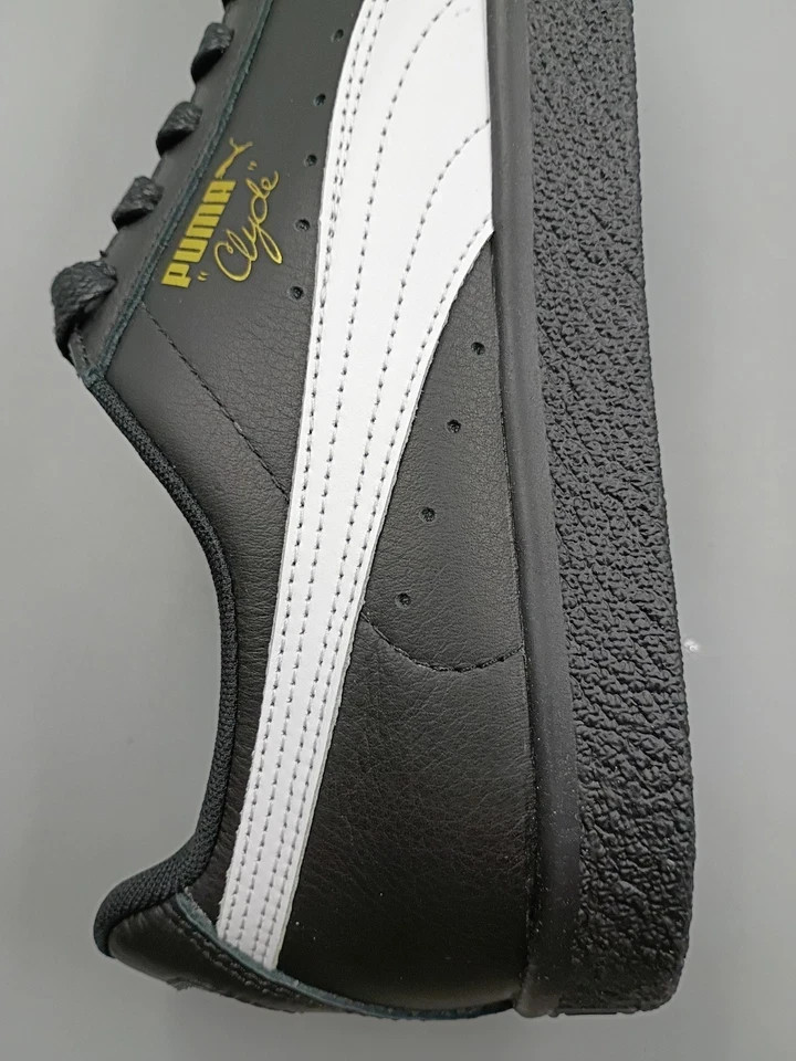 Puma Clyde Core Leather Foil Black/White Low Shoes Sneakers 364669-04 Men’s New