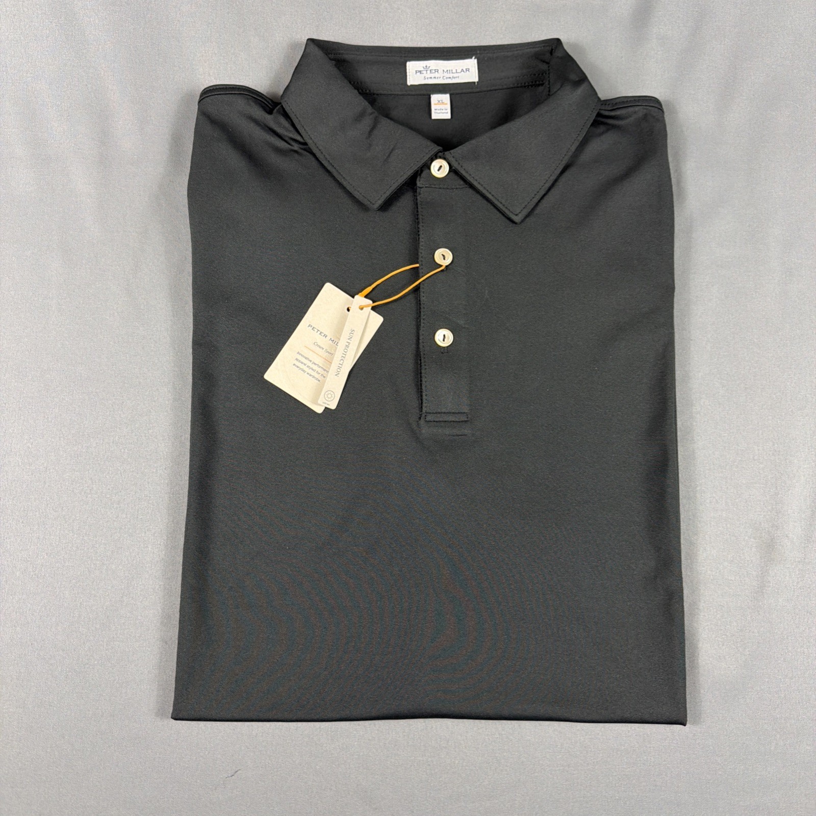 Peter Millar Golf Shirt Polo CS Summer Comfort XL Black Polyester MSRP $105