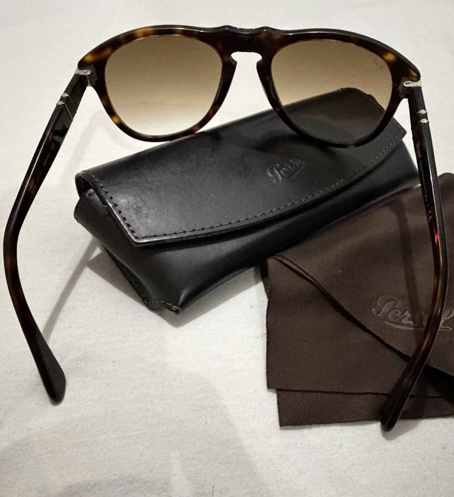 Persol 649 Round Tortoise Shell Brown Frame Gradient Brown Lens 140mm