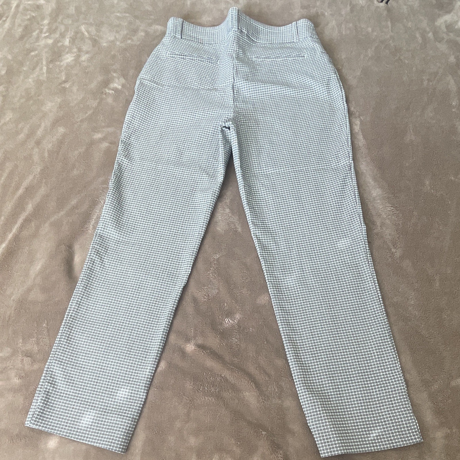 Hilary Radley Women’s Black/White Check Dress Pants Straight Leg Flat Front
