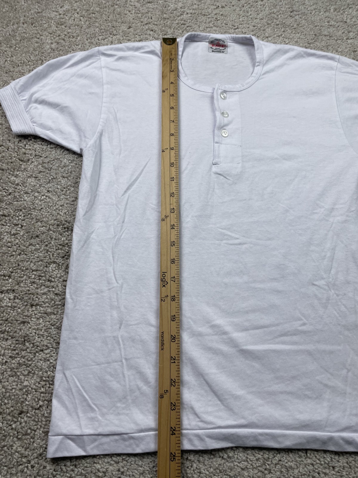 VTG Race Brand Shirt Men’s Small 36 Henley Short Sleeve Goldstar 60s 70s