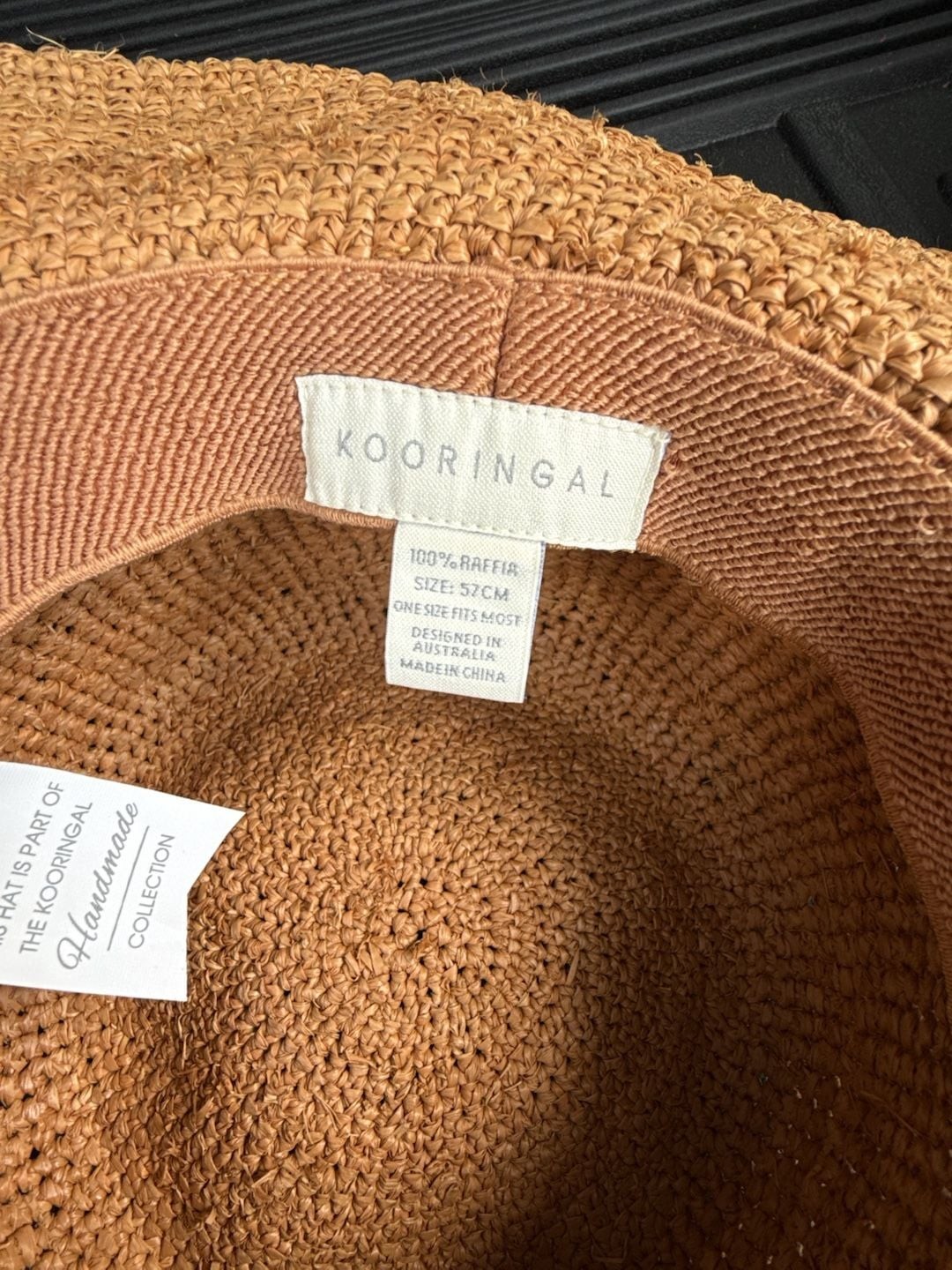 Kooringal Handmade Collection Raffia Crochet Sun Hat with Beaded Tie