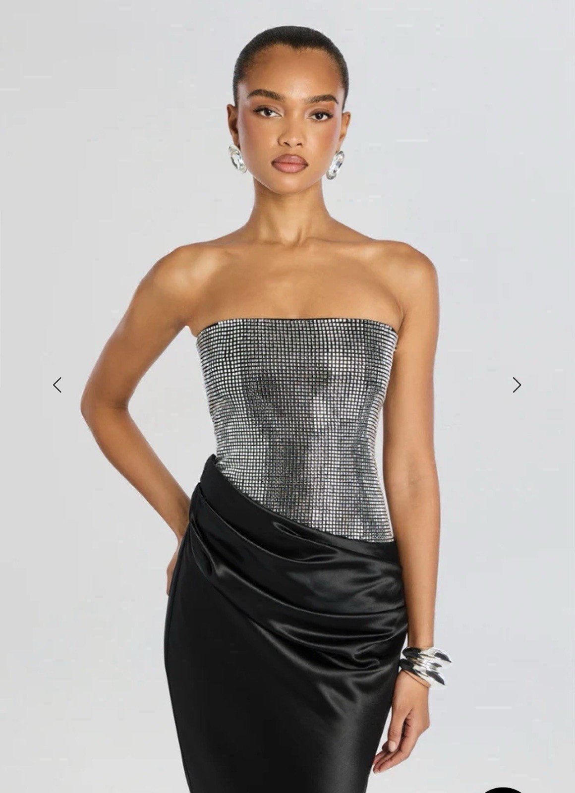Retrofete Alexandra Strapless Formal Gown Dress Black Small Crystal Embellished