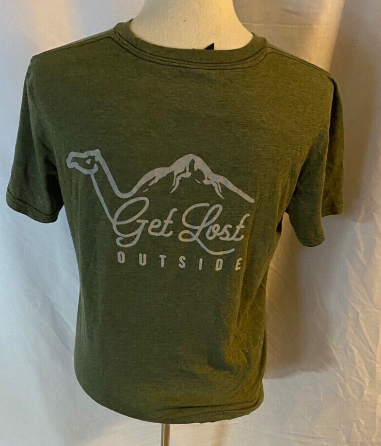 Anvil Women’s Green Medium T-Shirt Get Lost Outside Army Green Crew Neck
