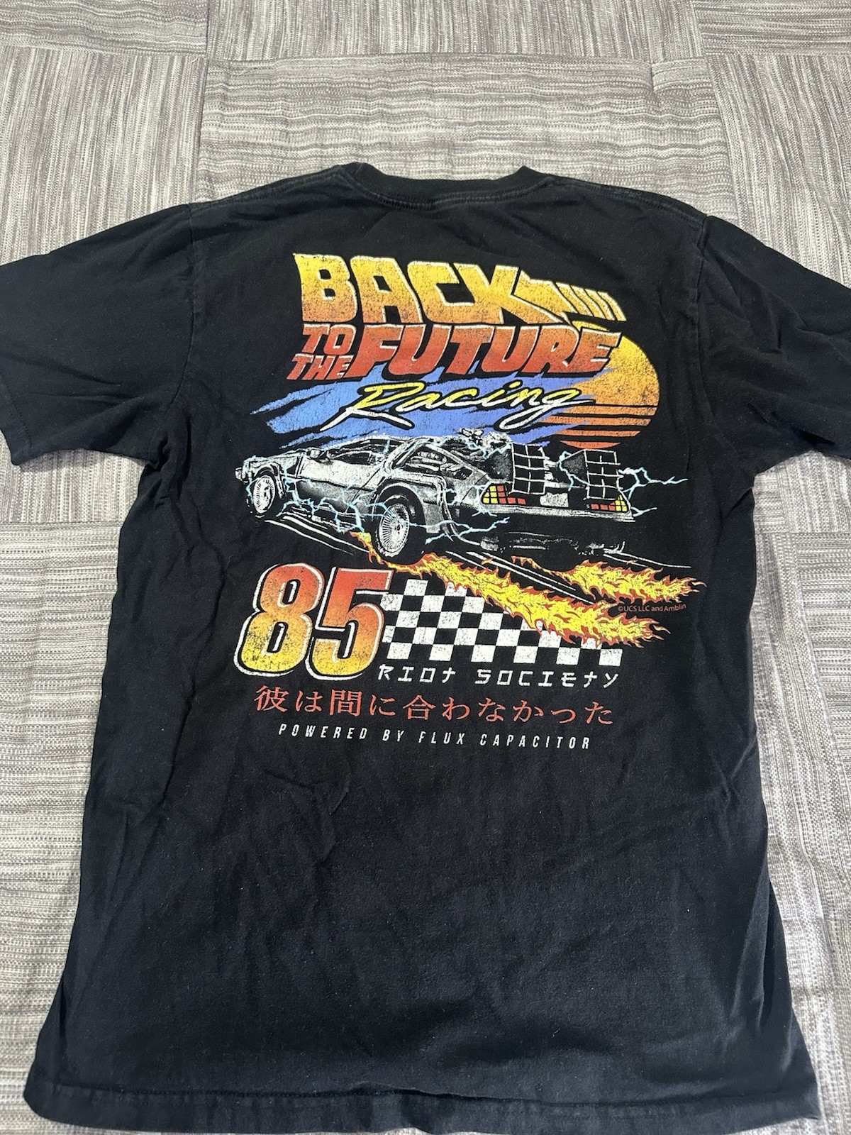 Riot Society Men’s Black Back to the Future Racing DeLorean Tee M Cotton