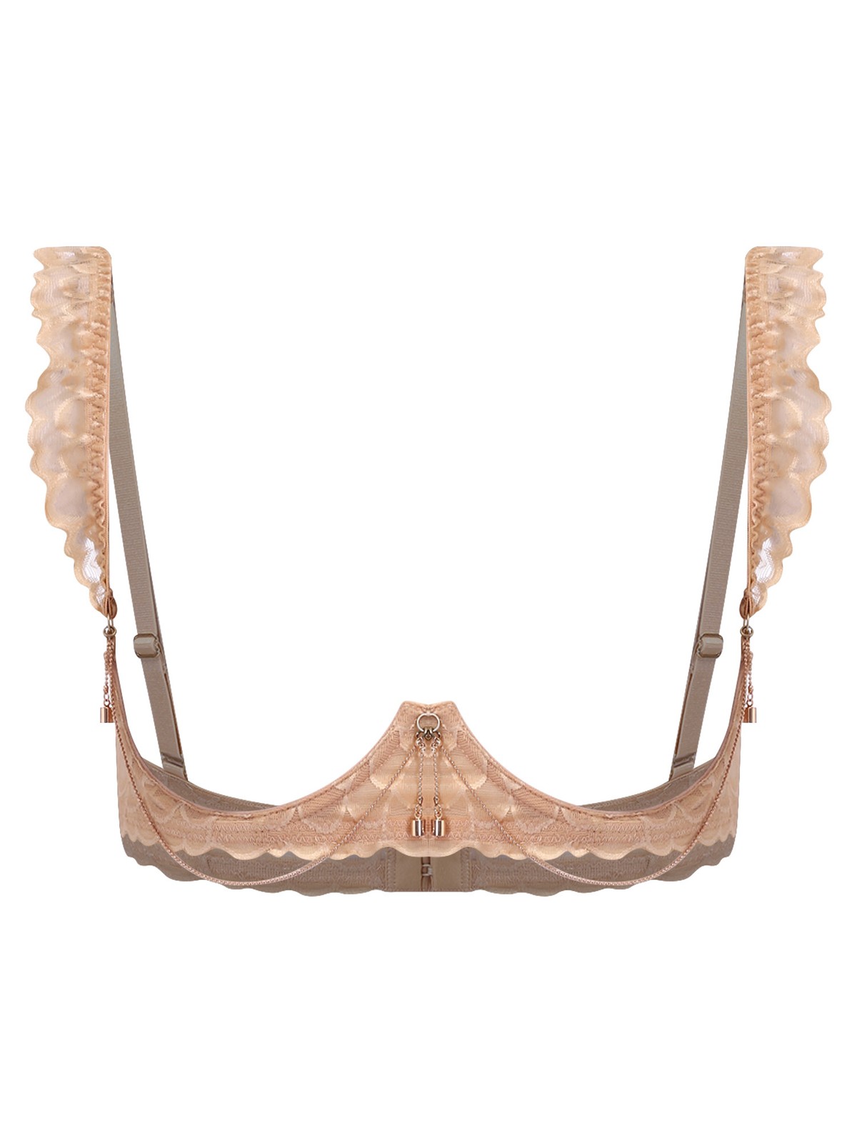 US Women Push Up Underwire Bralette Spaghetti Straps Open Nipples Unlined Bra