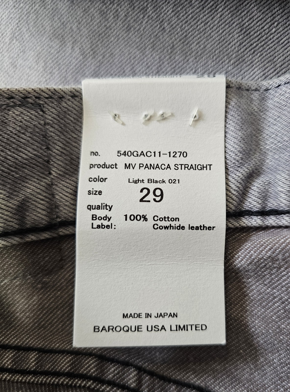 MOUSSY VINTAGE NWT $360 Panaca Straight-Leg Jeans in Light Black 24
