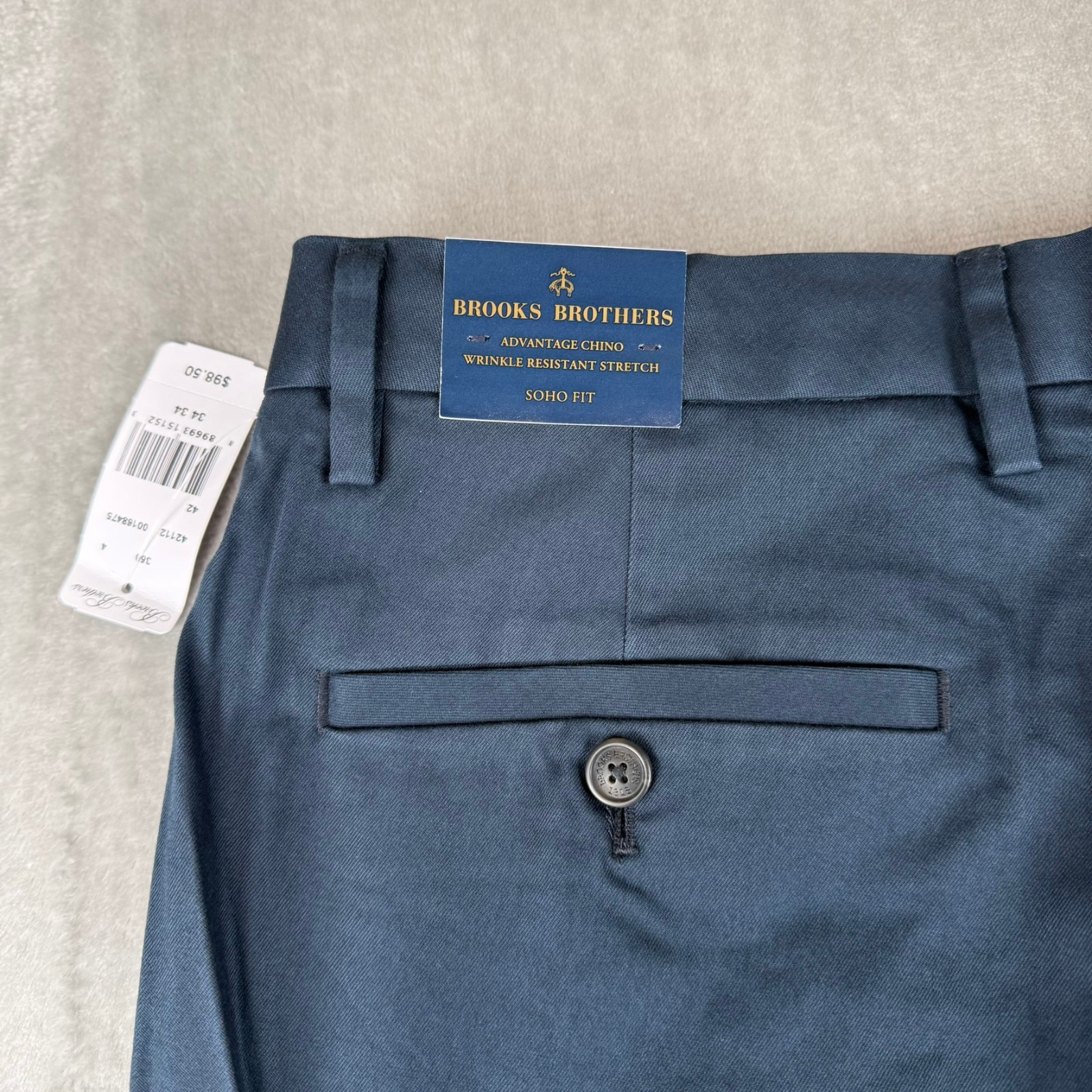Brooks Brothers Stretch Advantage Chino Pants Mens 34×34 Navy Blue $98 New NWT