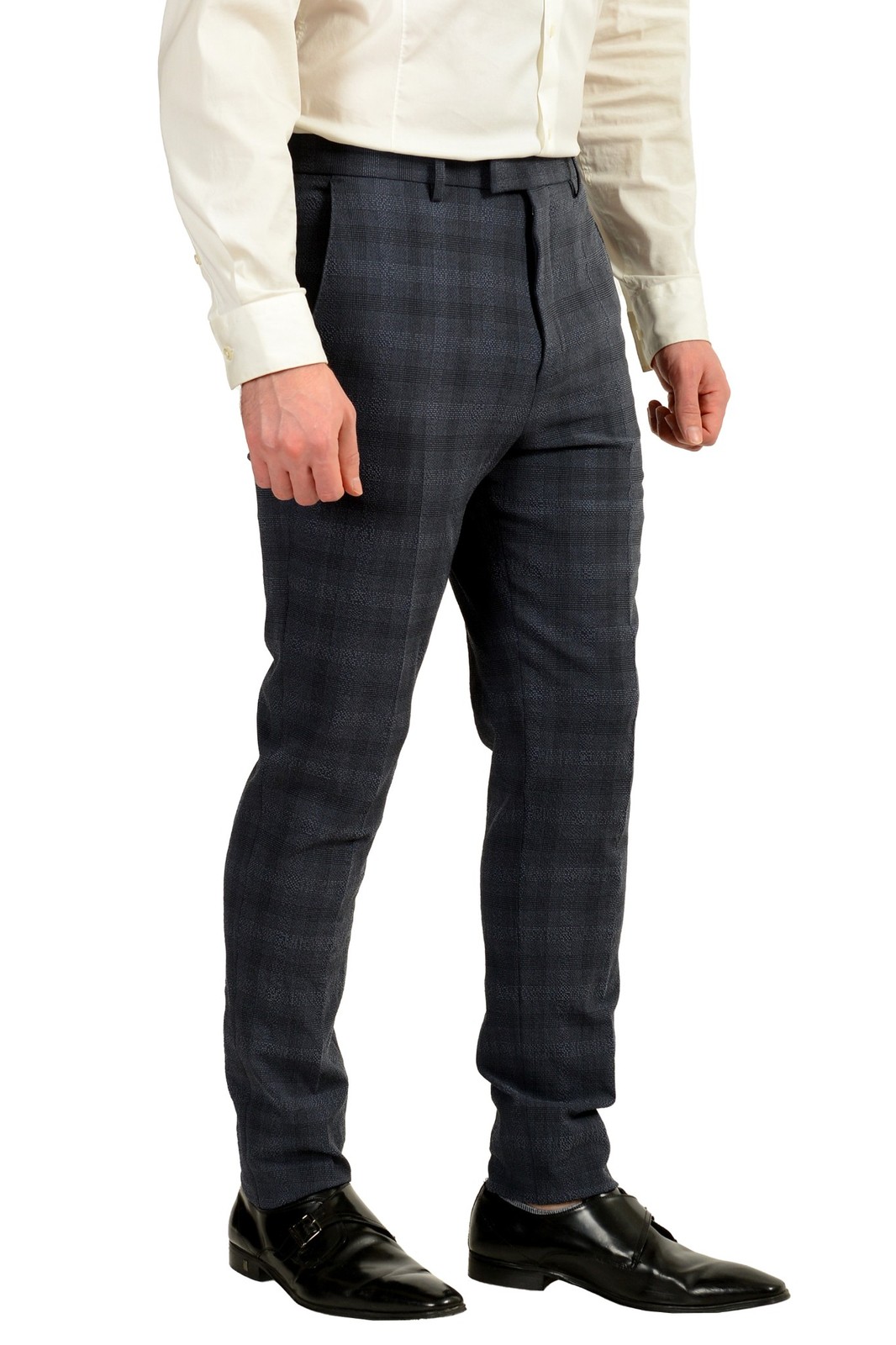 Hugo Boss Men’s “T-Novem/Brite” Plaid Wool Silk Two Button Suit US 40R IT 50R