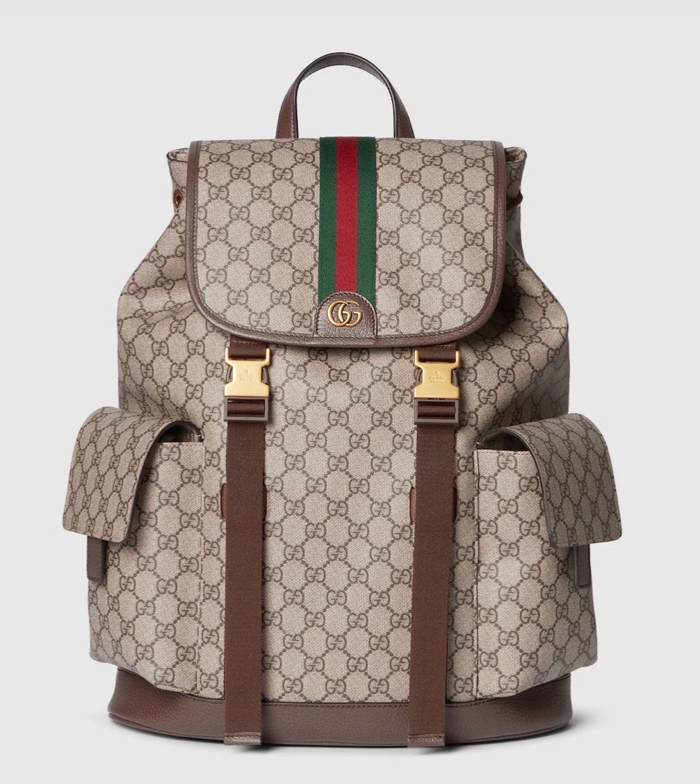backpack gucci men/women 13.7″W x 18.1″H x 4.7″D, Beige and dark brown GG Monogr