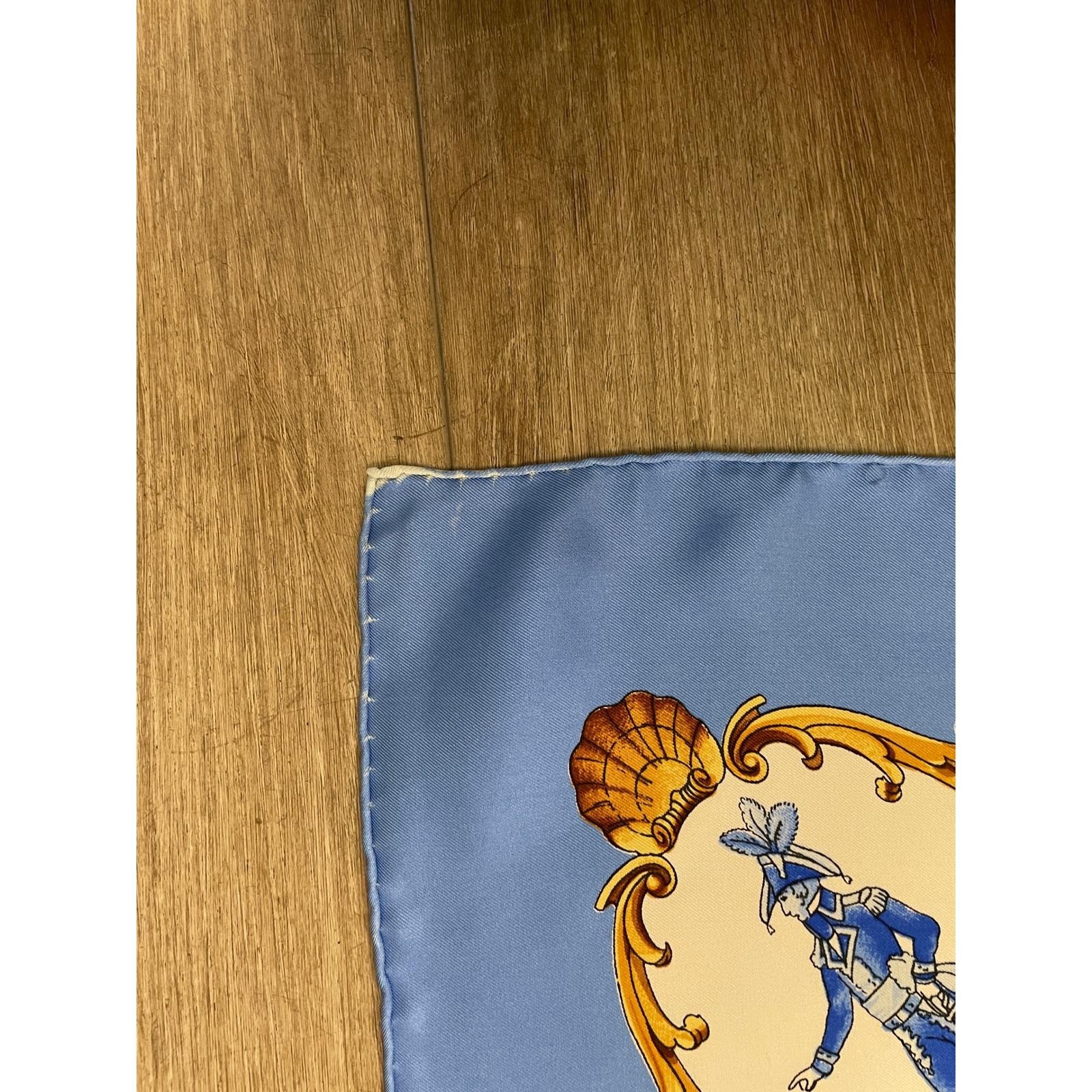 Hermes Silhovettes Navales Silk Scarf Blue Philippe Ledoux Nautical 35in Square
