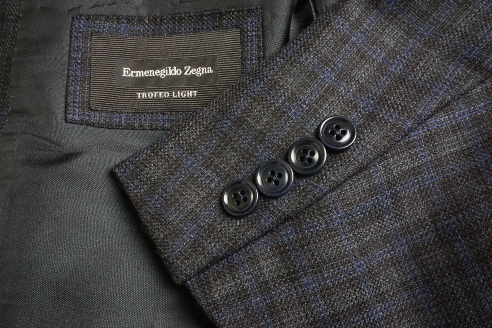 Ermenegildo Zegna Trofeo Light Milano Easy Gray Blue Plaid Sport Coat Jacket 50R