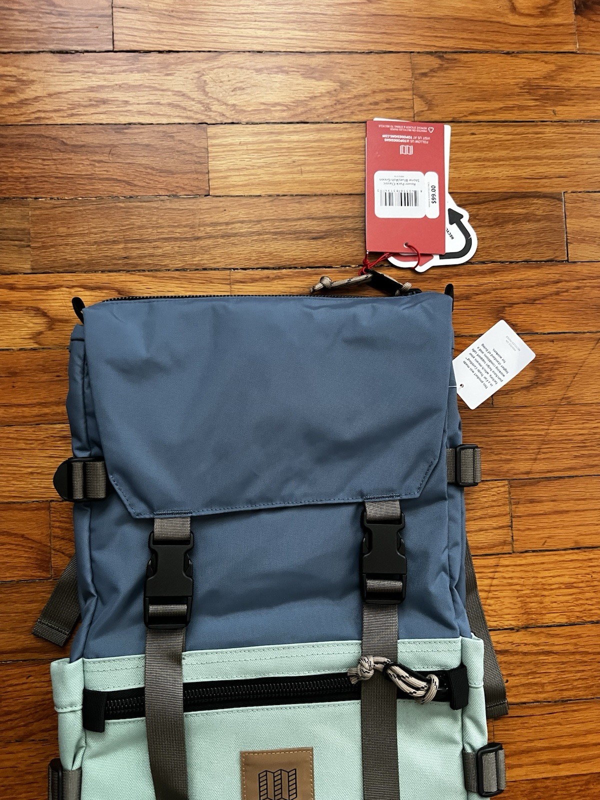 NWT Topo Designs Rover Pack Classic Backpack Stone Blue / Ash Green 20L